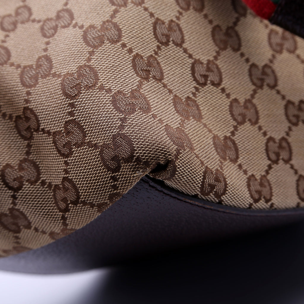 131230 GG Canvas Web Bucket Tote