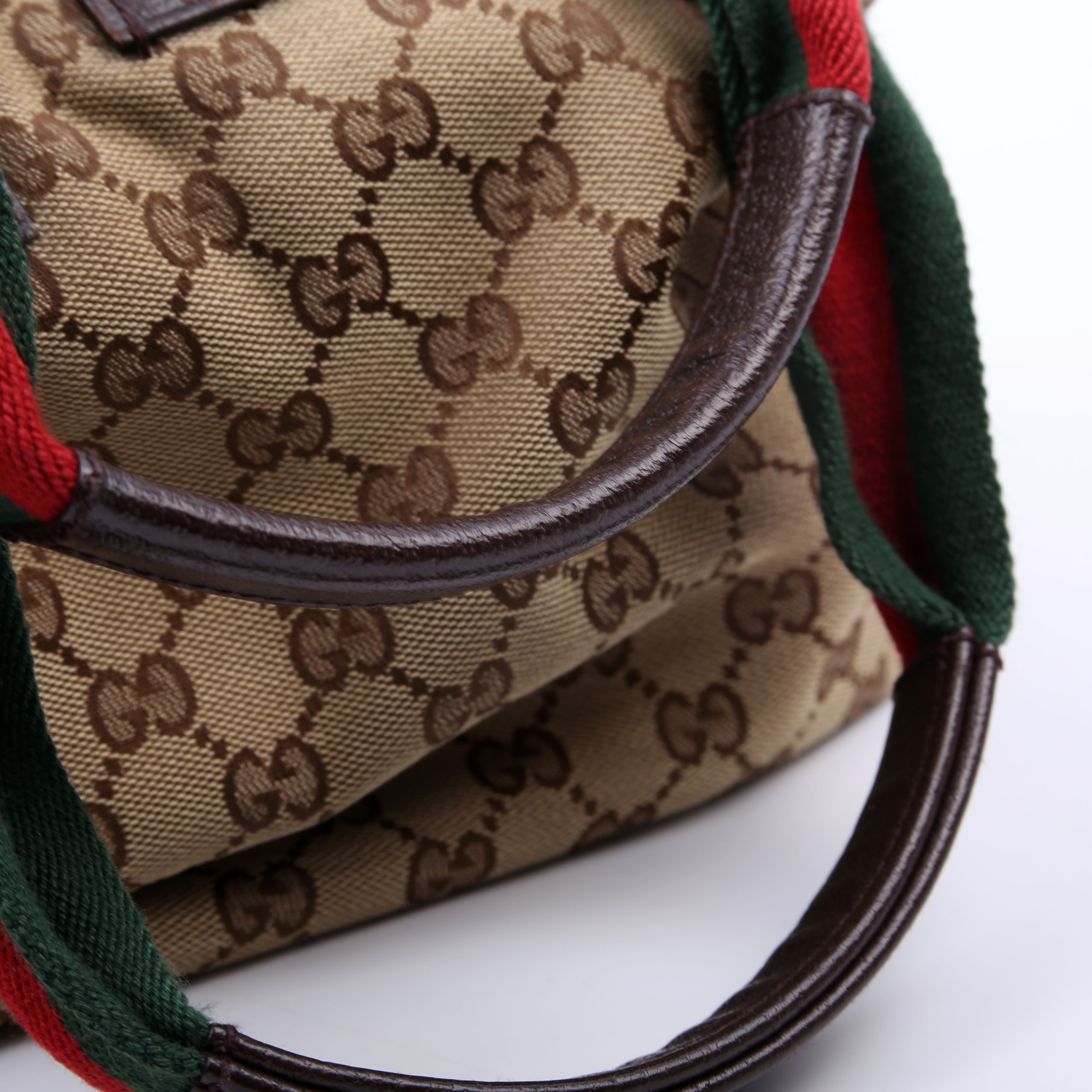131230 GG Canvas Web Bucket Tote