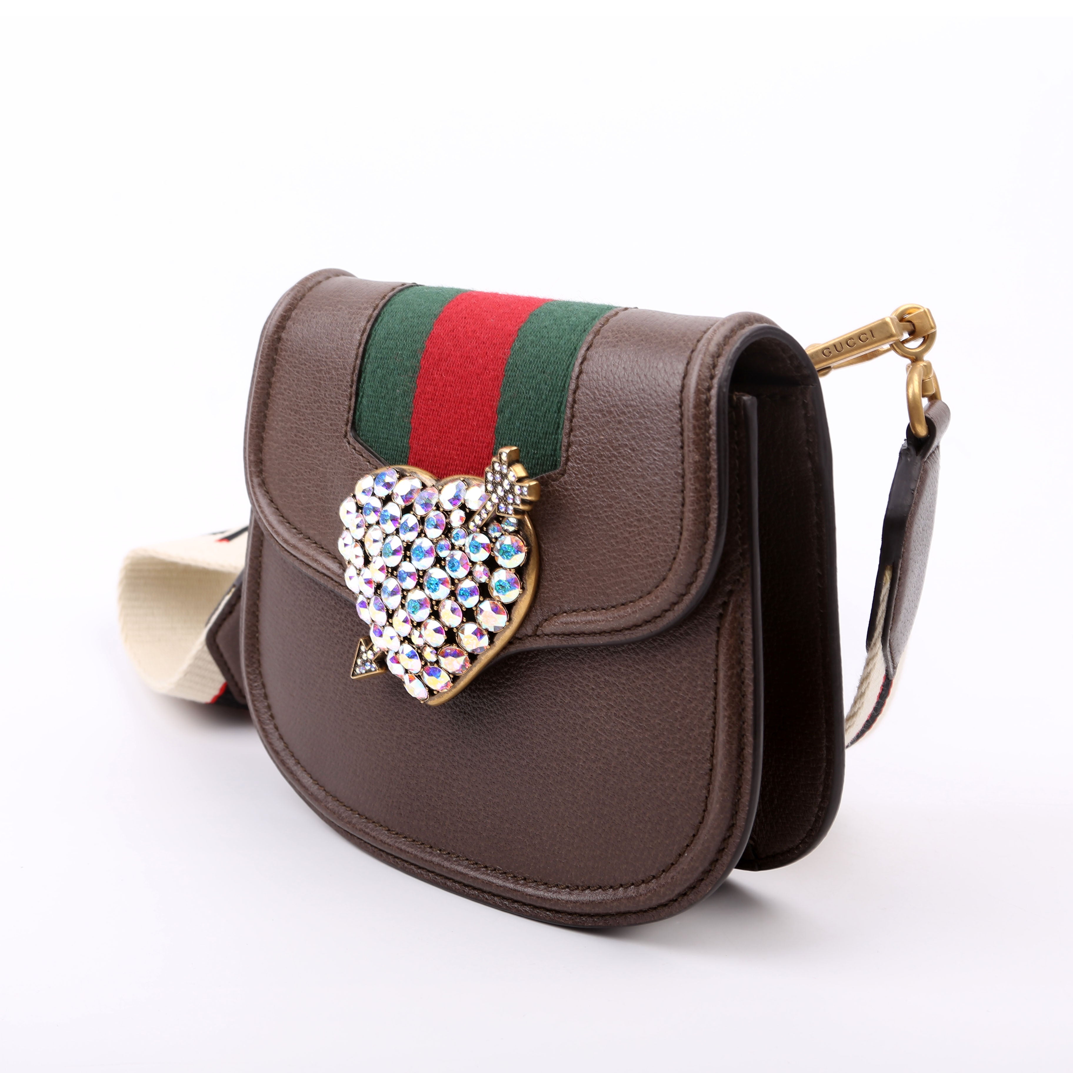 Gucci 500756 Jeweled Heart Totem Brown