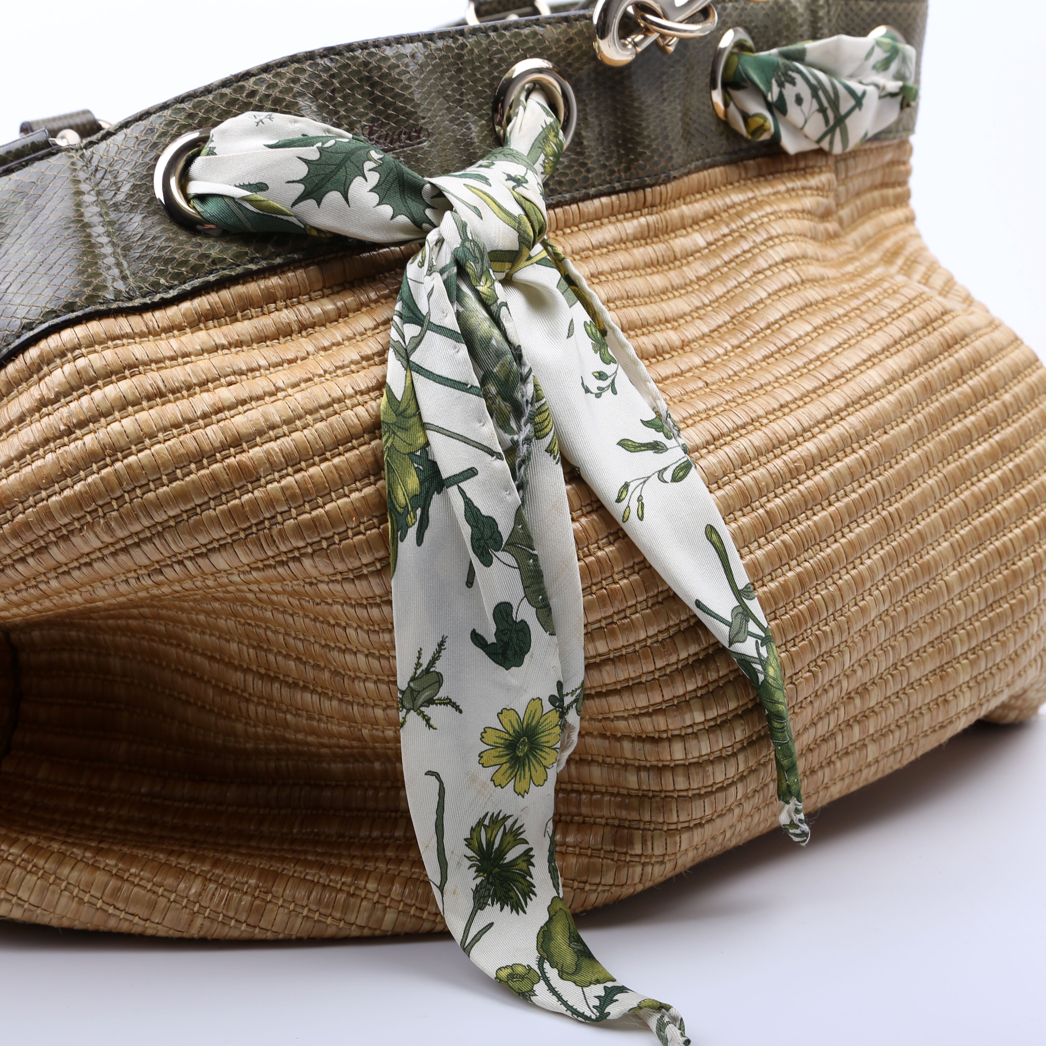 153033 Straw Positano Tote Green