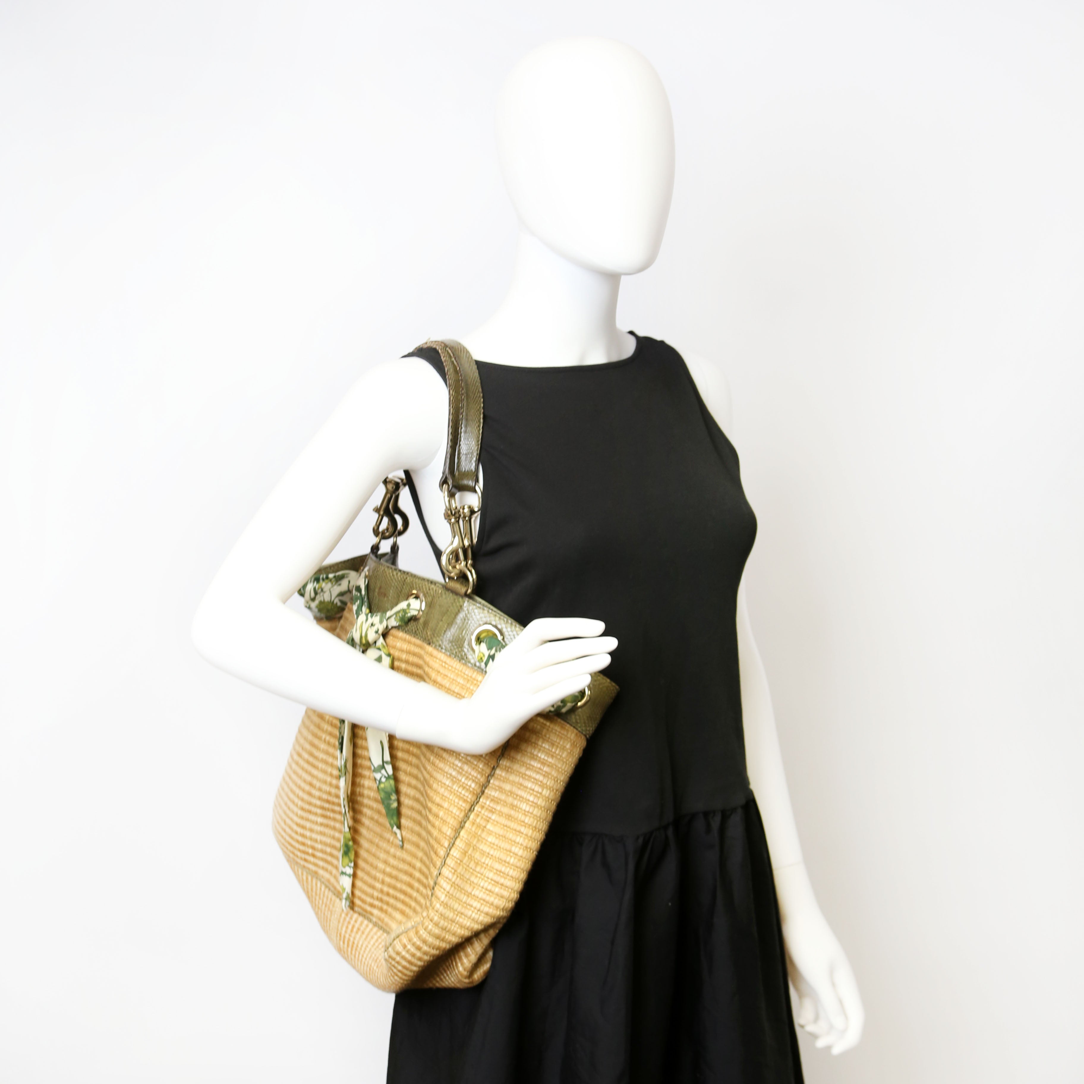 153033 Straw Positano Tote Green