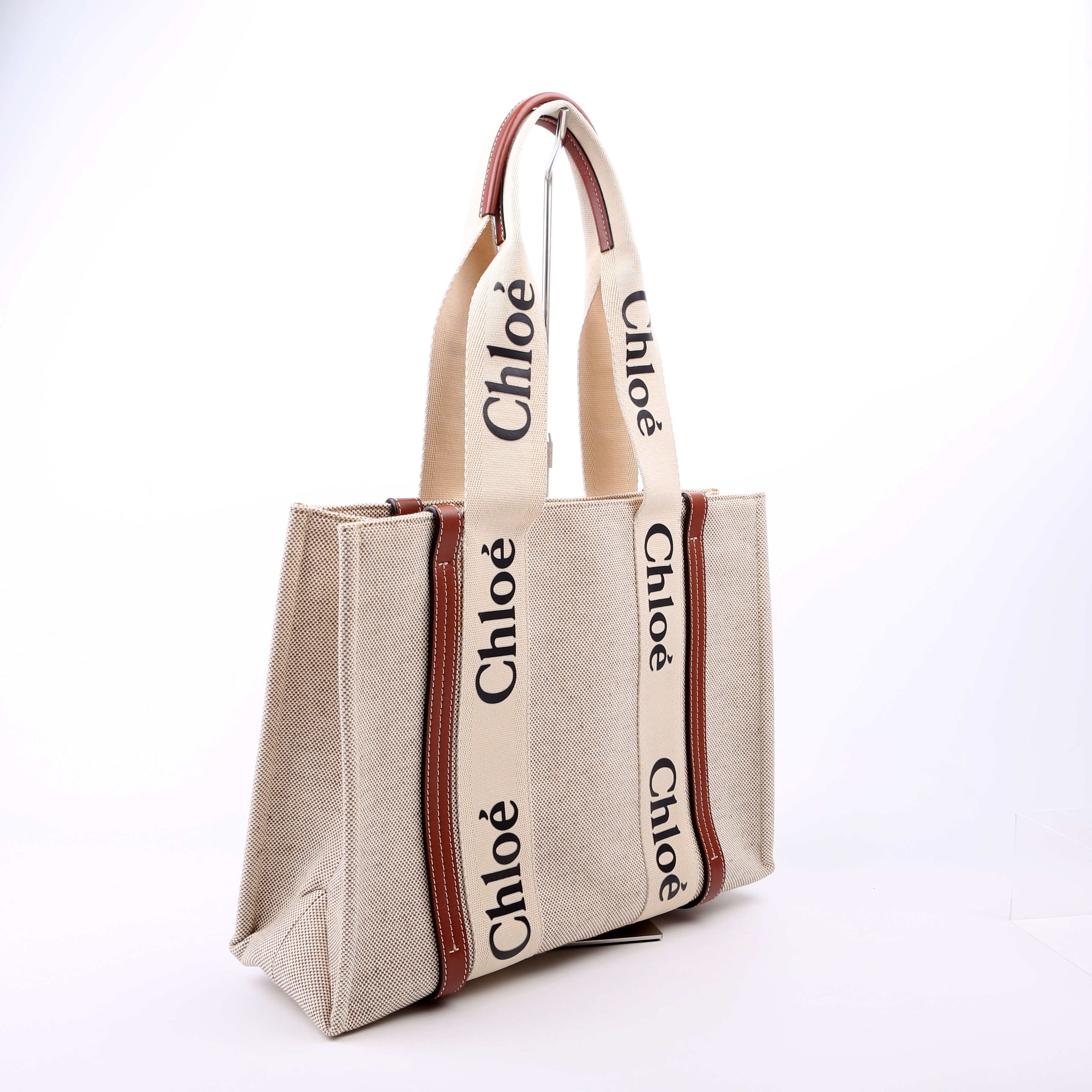 Woody Ribbon Tote Medium Beige/Brown