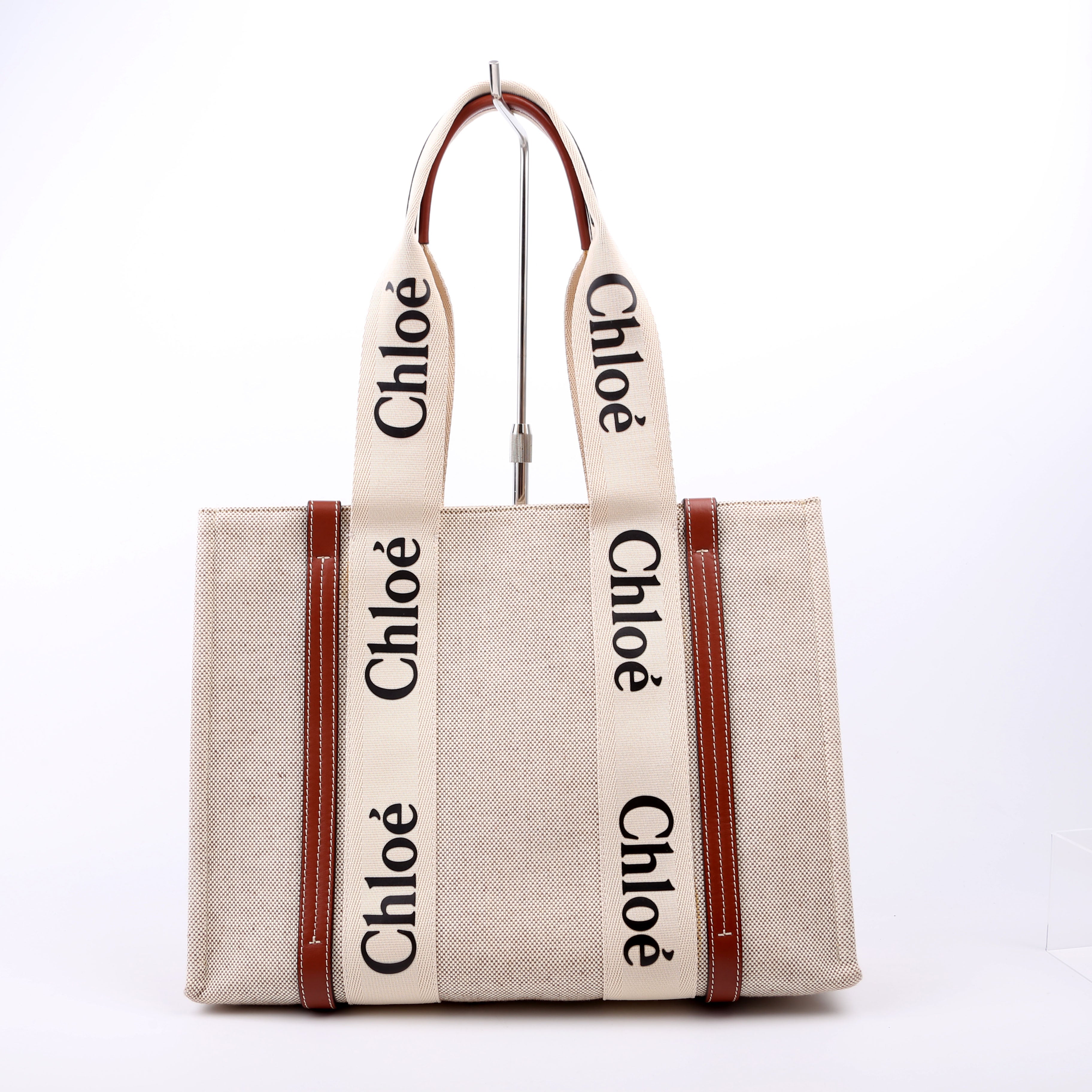 Woody Ribbon Tote Medium Beige/Brown