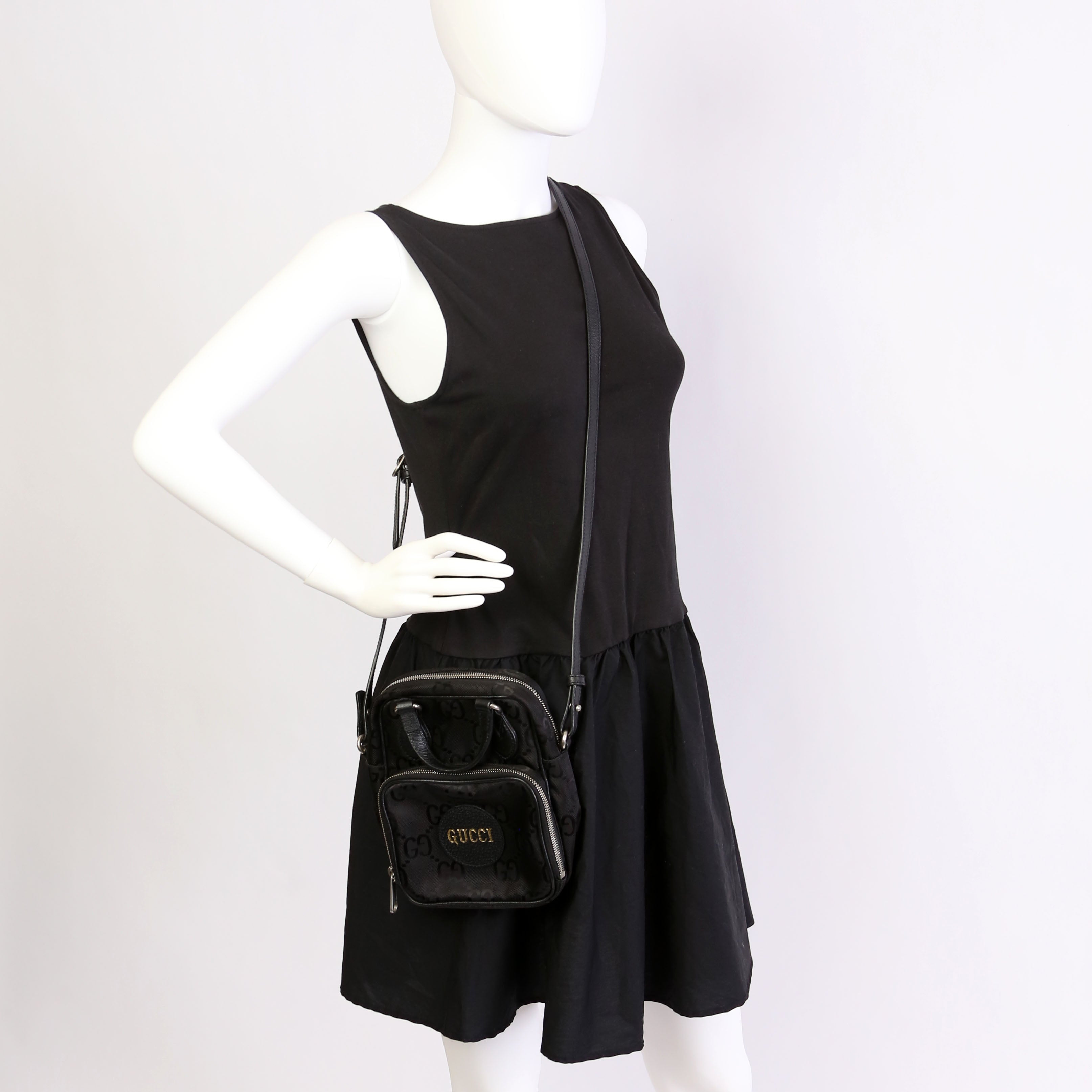 625850 GG Nylon Off the Grid Shoulder Bag Black