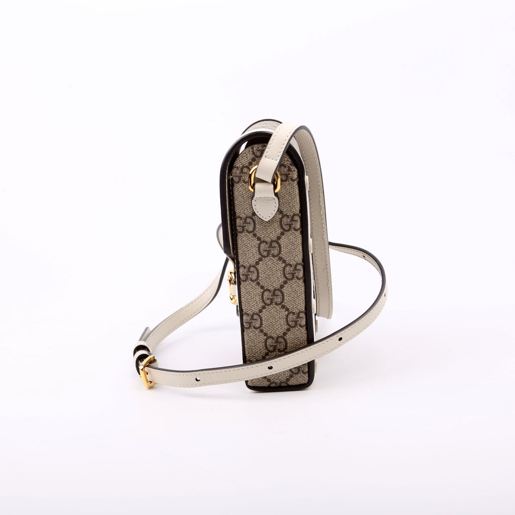 625615 Horsebit 1955 GG Supreme Mini Bag White