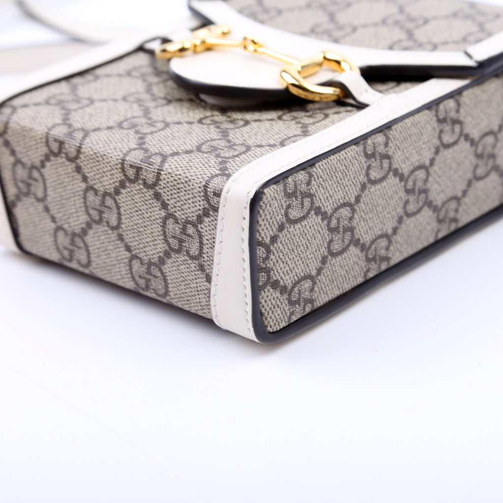 625615 Horsebit 1955 GG Supreme Mini Bag White