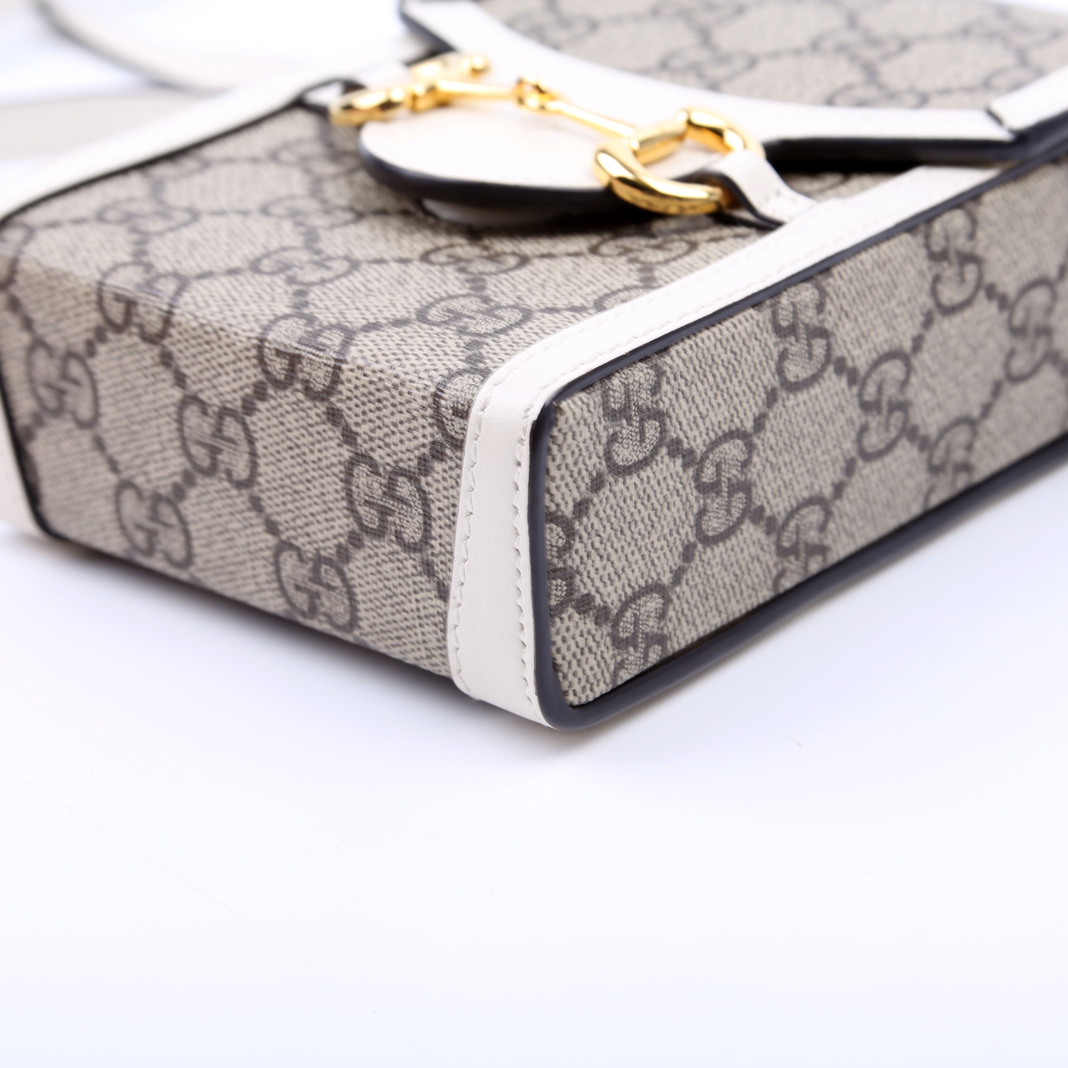 625615 Horsebit 1955 GG Supreme Mini Bag White