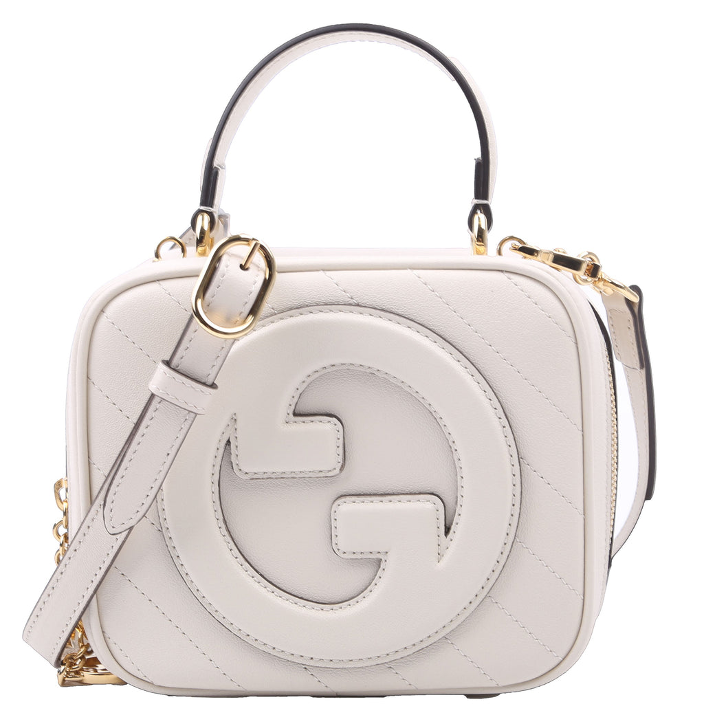 744434 Blondie Leather Top Handle Bag White