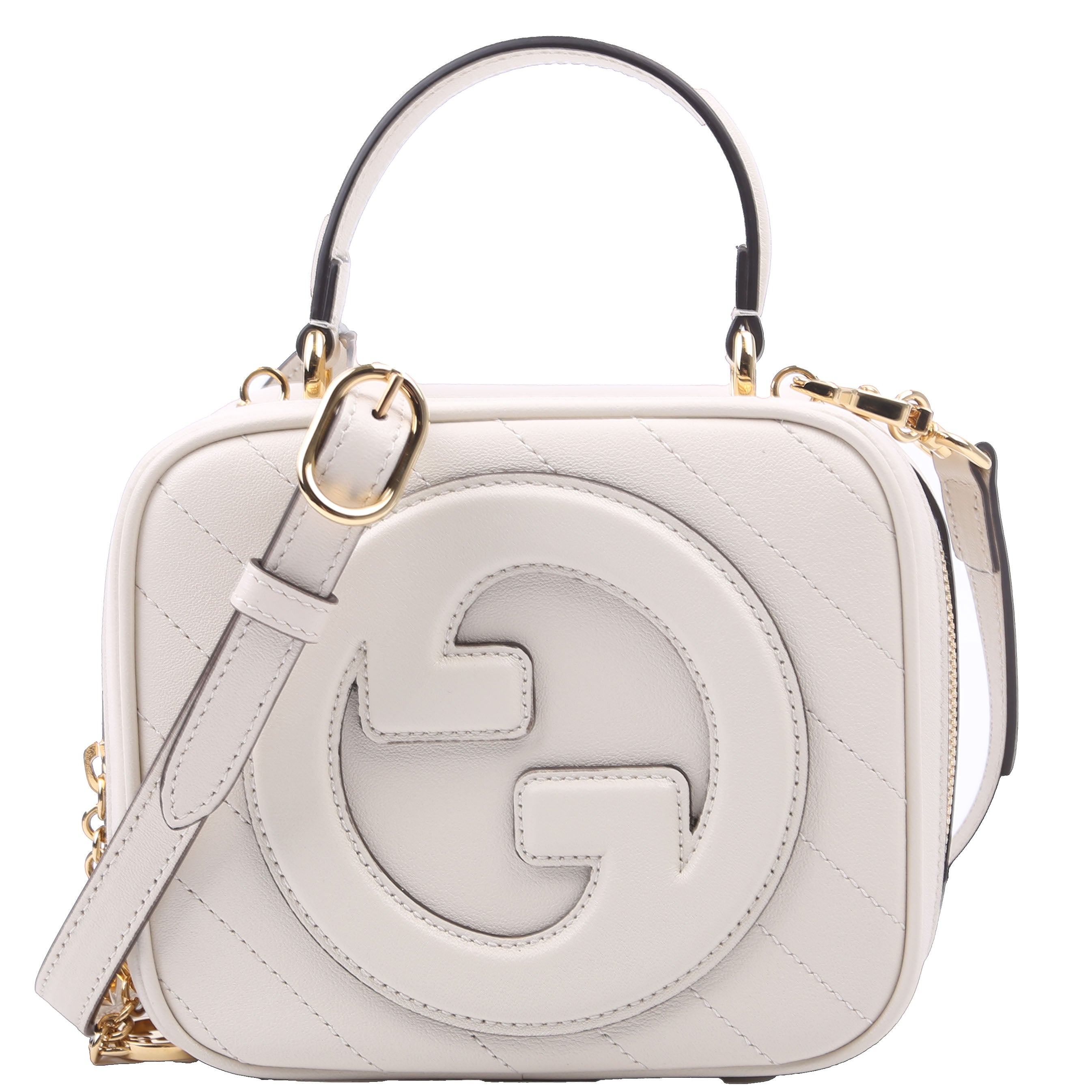 744434 Blondie Leather Top Handle Bag White