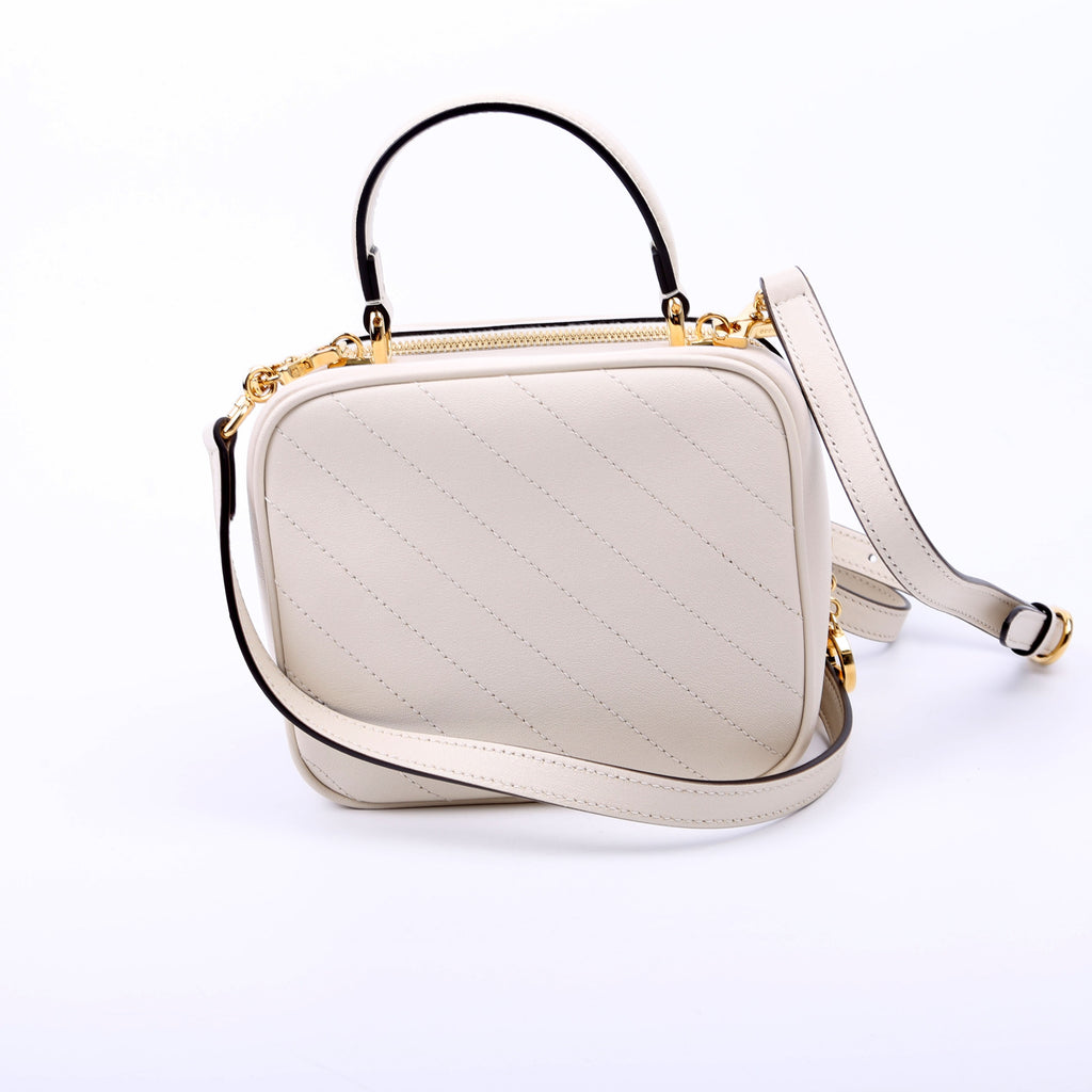 744434 Blondie Leather Top Handle Bag White