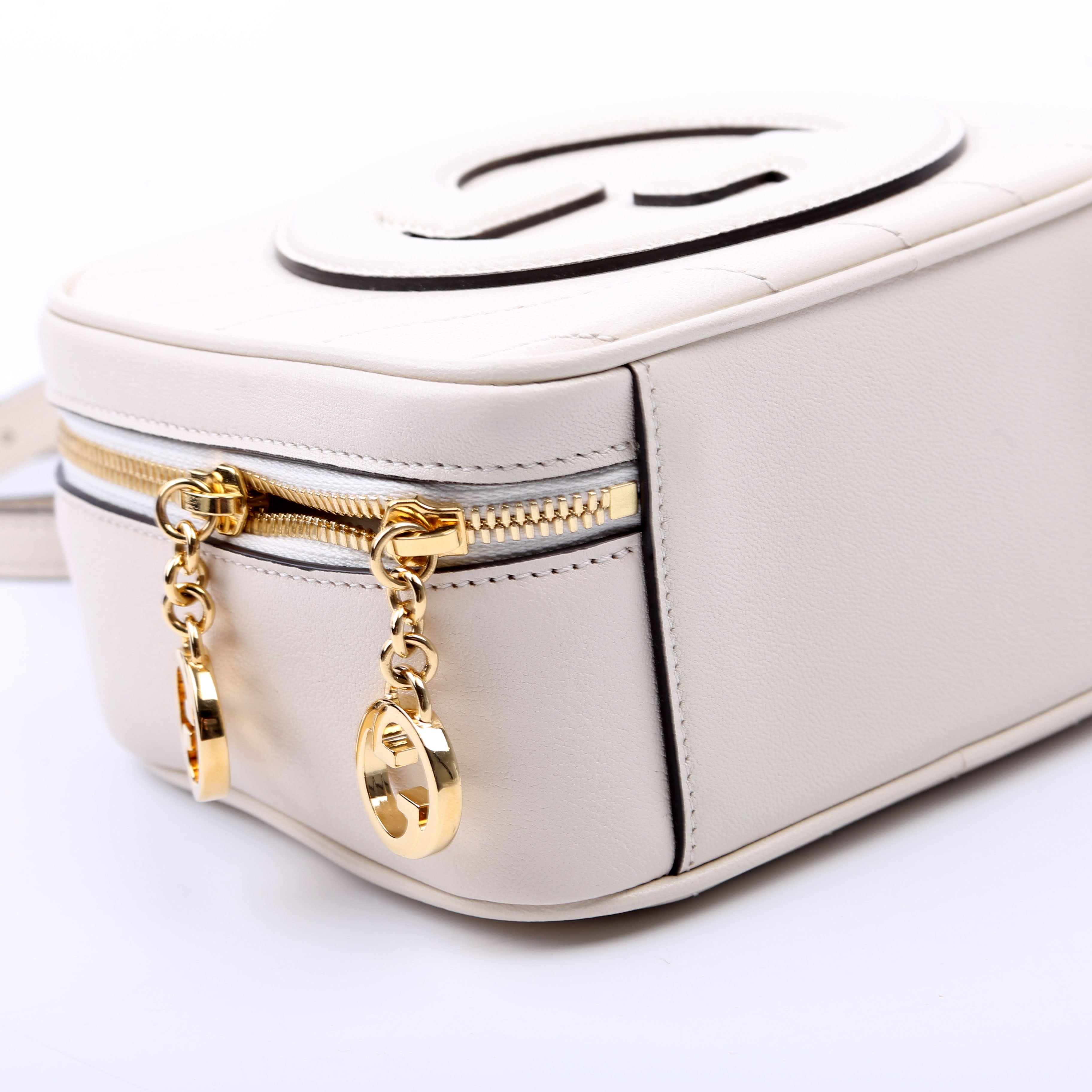 744434 Blondie Leather Top Handle Bag White