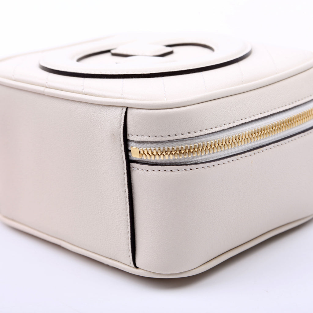744434 Blondie Leather Top Handle Bag White