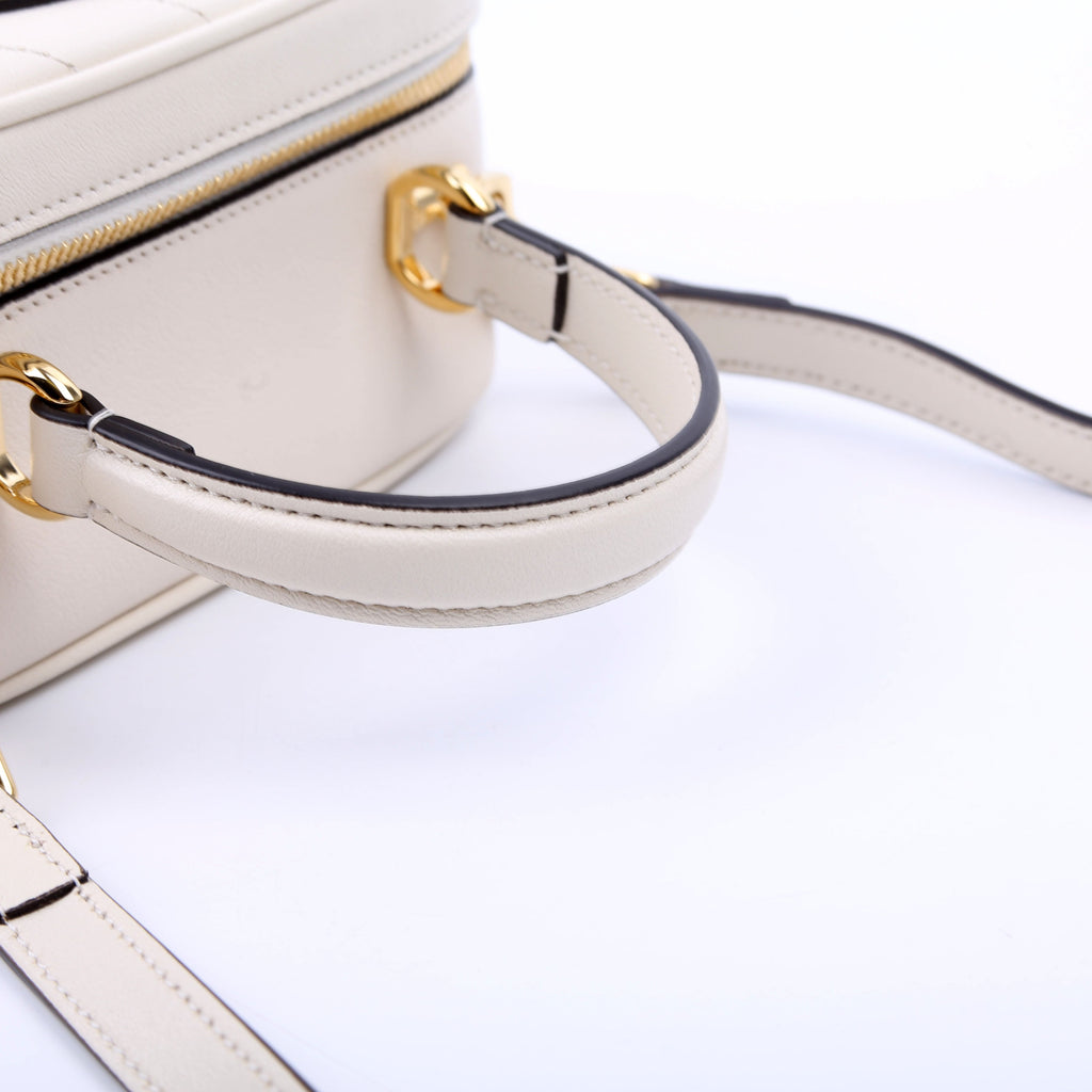 744434 Blondie Leather Top Handle Bag White