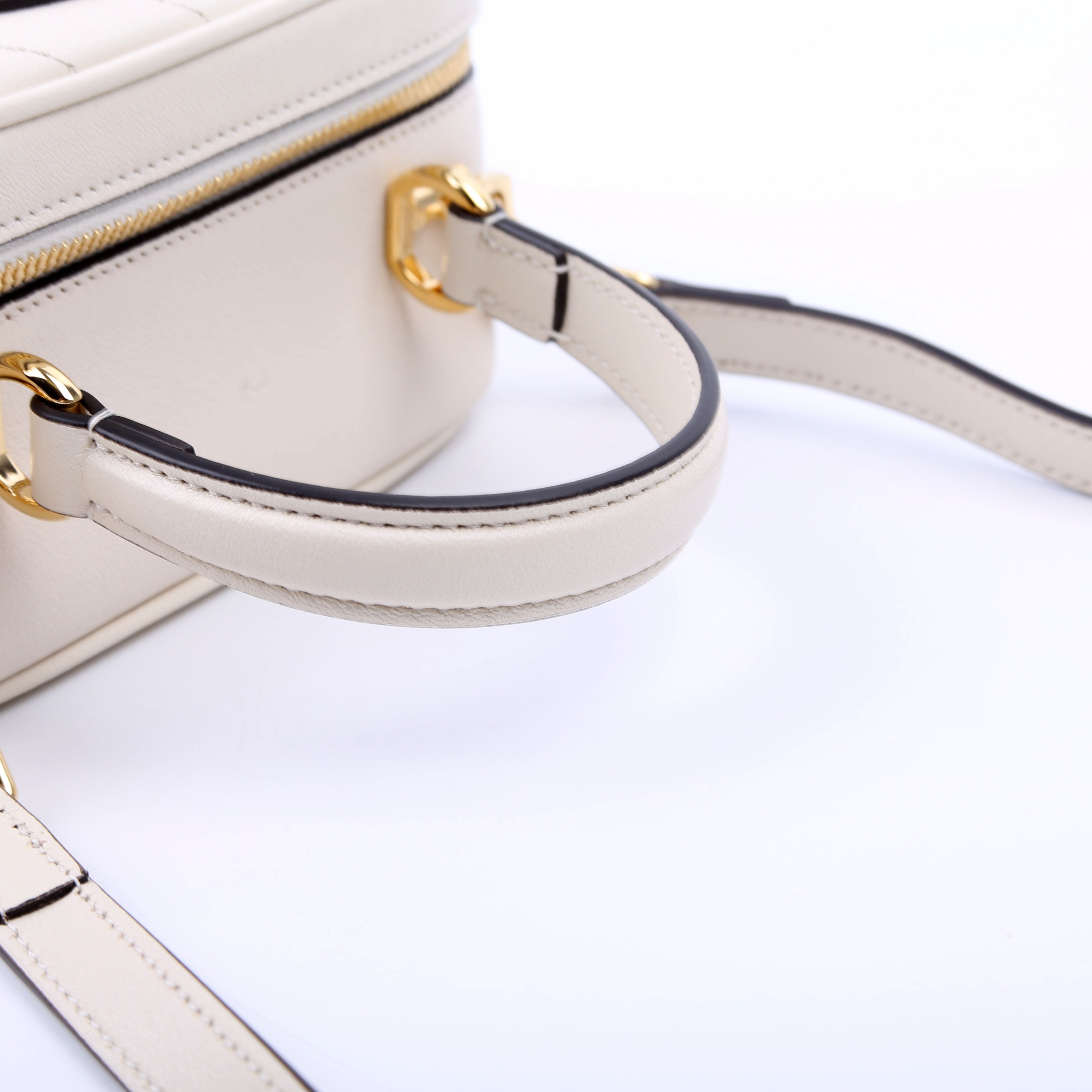 744434 Blondie Leather Top Handle Bag White