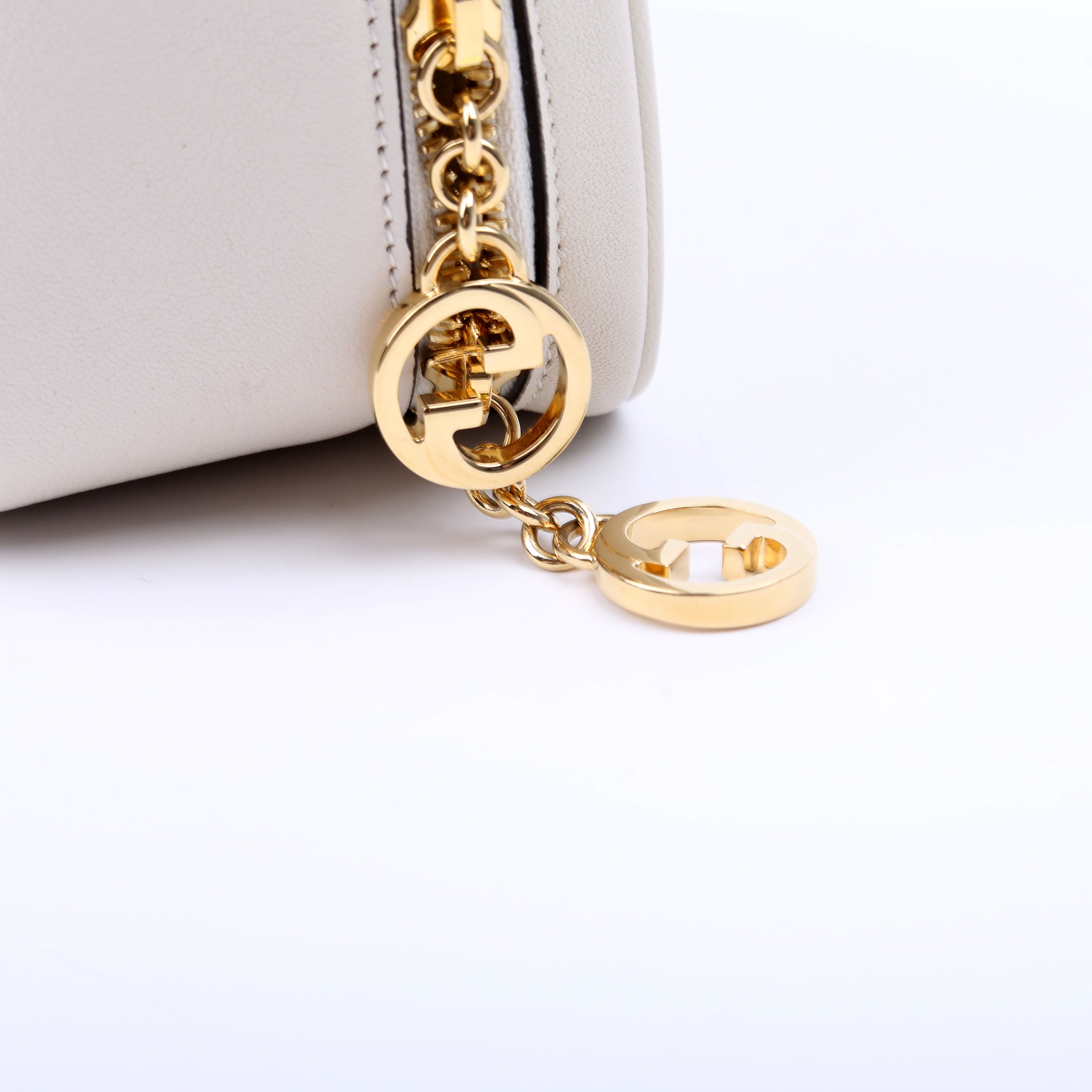 744434 Blondie Leather Top Handle Bag White