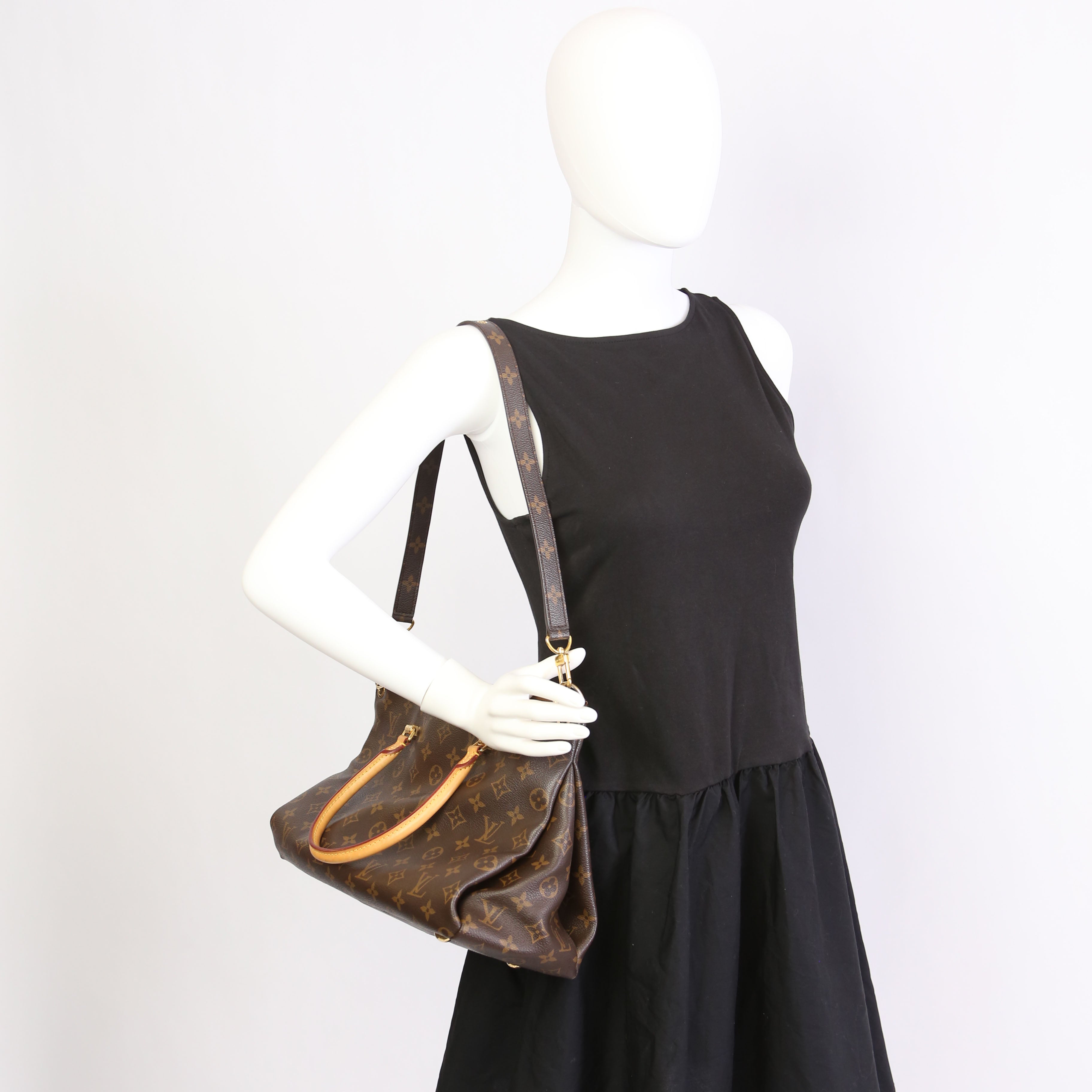 Pallas Tote Monogram Canvas Side Brown