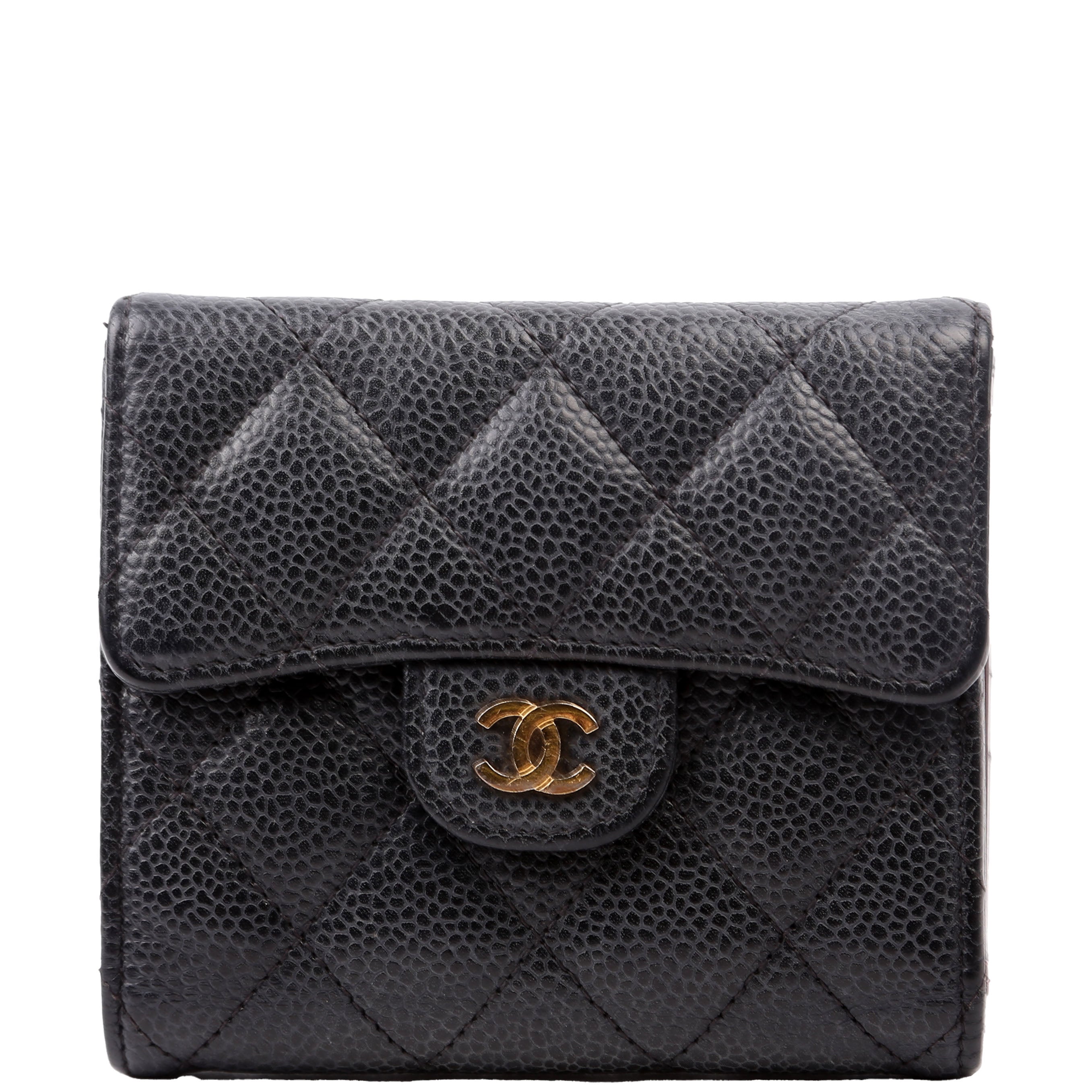 Classic Compact Flap Wallet Caviar 31M Black