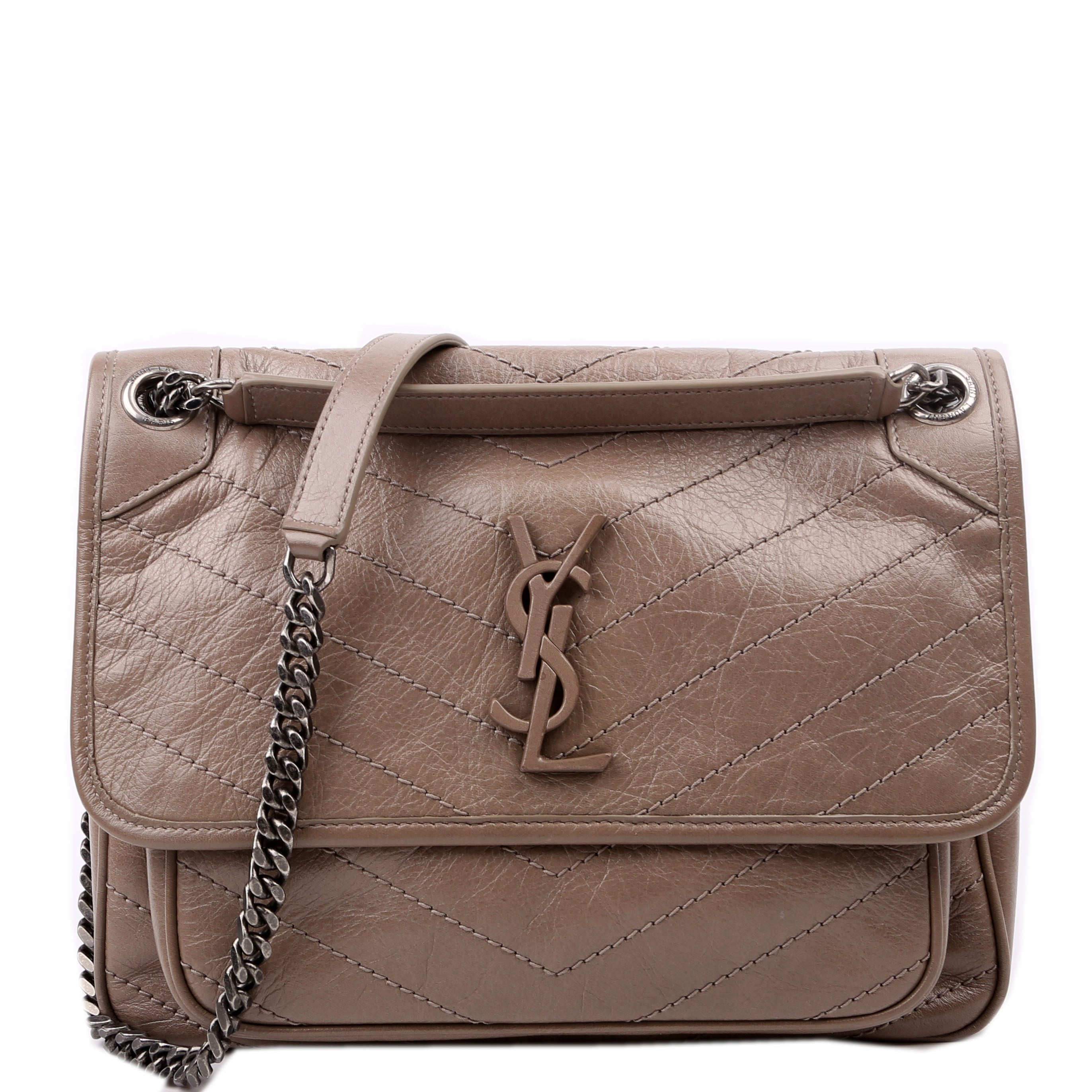 Niki medium Crinkle Leather Taupe
