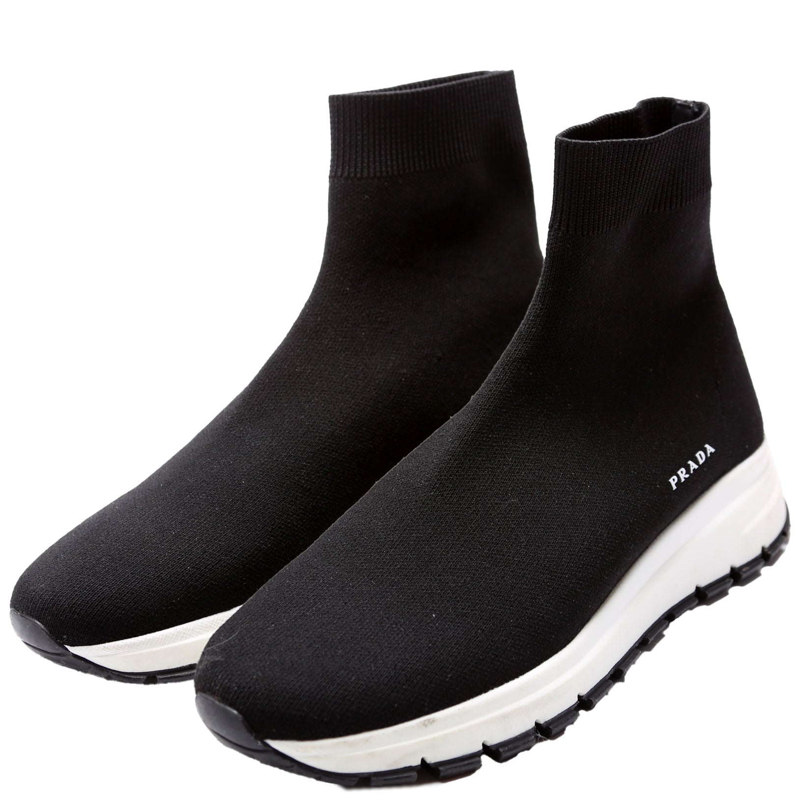Knit Fabric Sneakers Size 37 Black