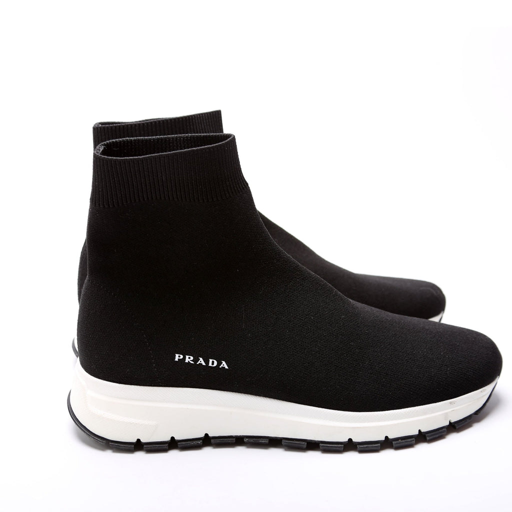 Knit Fabric Sneakers Size 37 Black