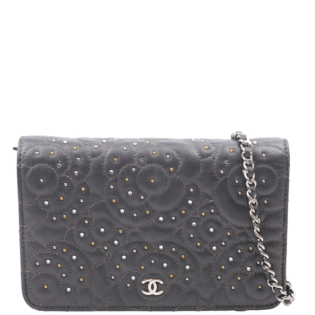 WOC Camellia Studded Lambskin 27M Grey