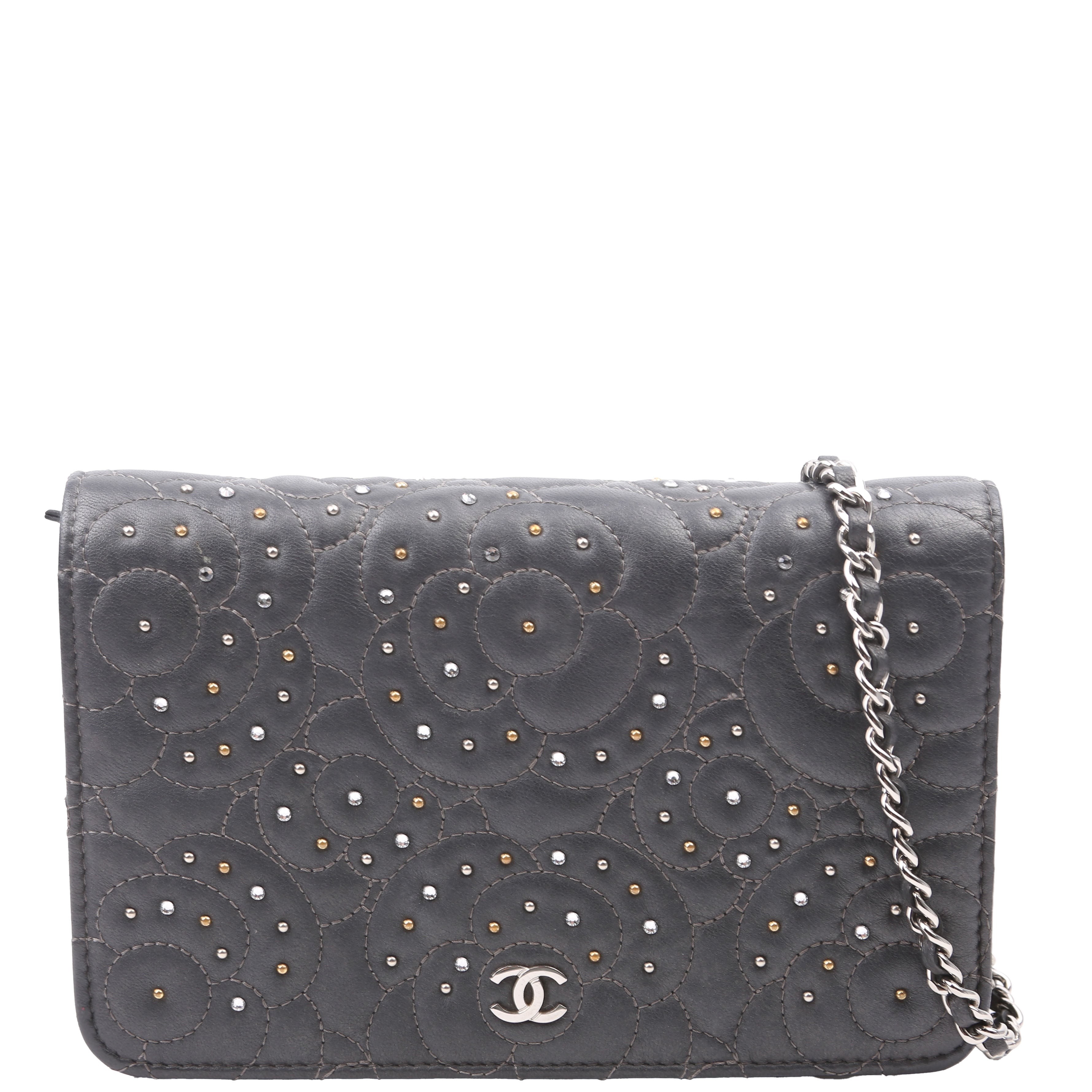 WOC Camellia Studded Lambskin 27M Grey