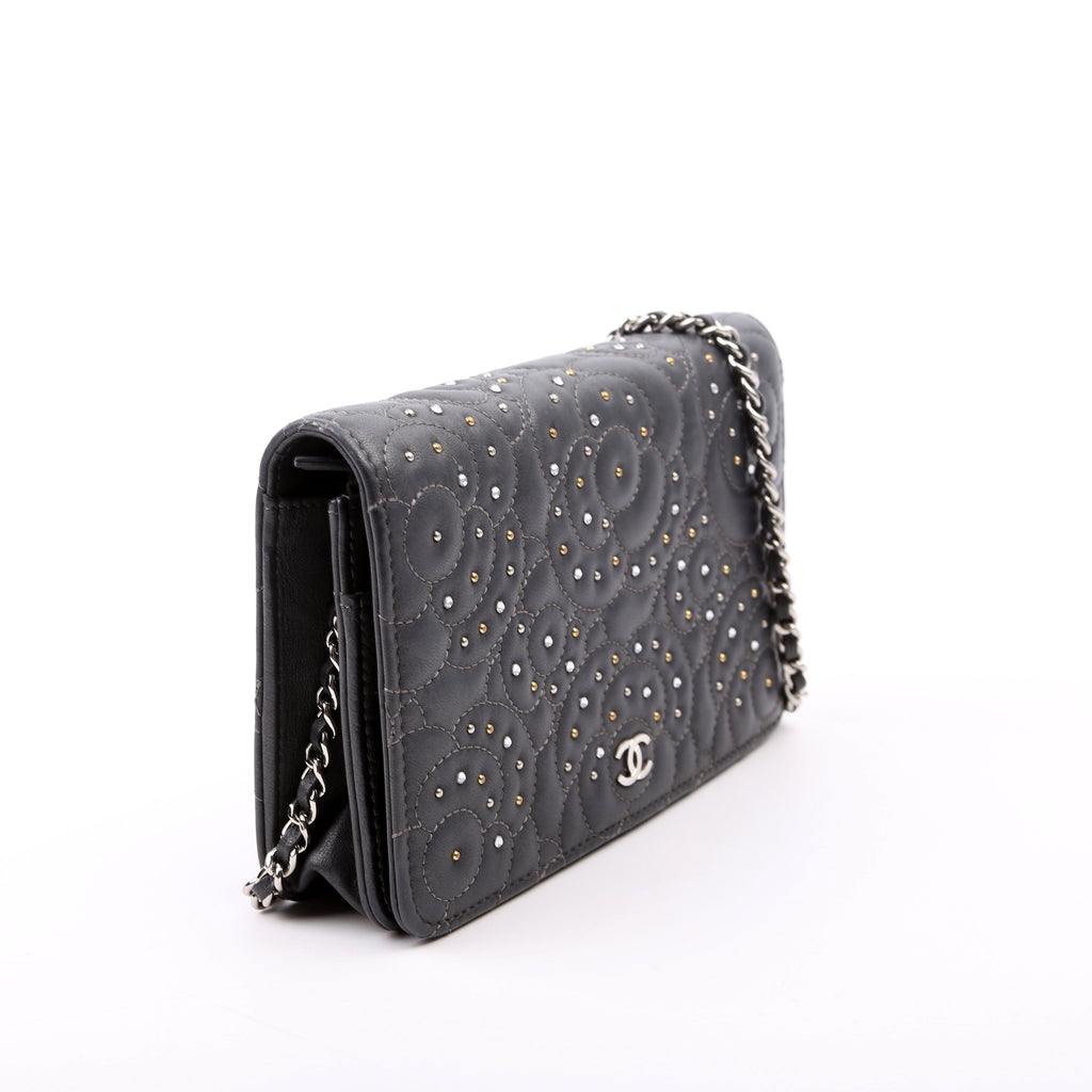 WOC Camellia Studded Lambskin 27M Grey