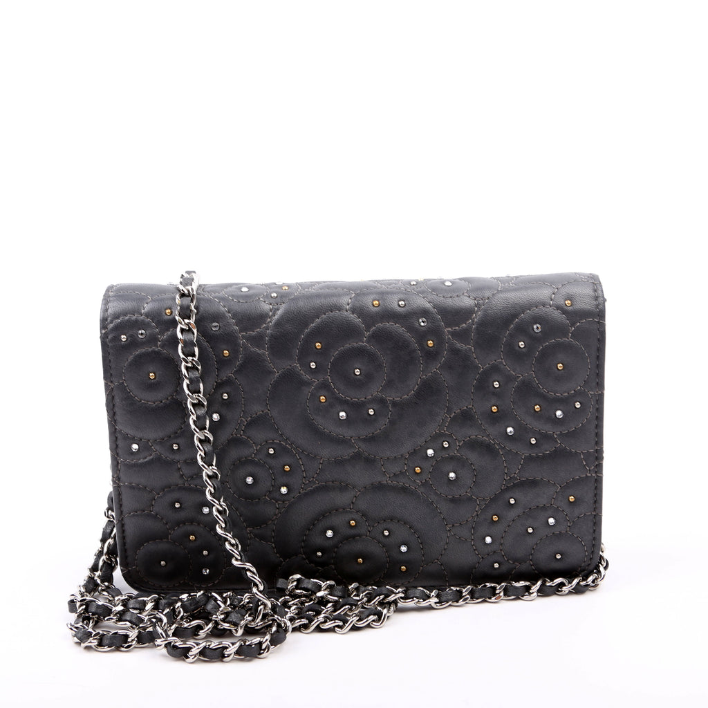 WOC Camellia Studded Lambskin 27M Grey
