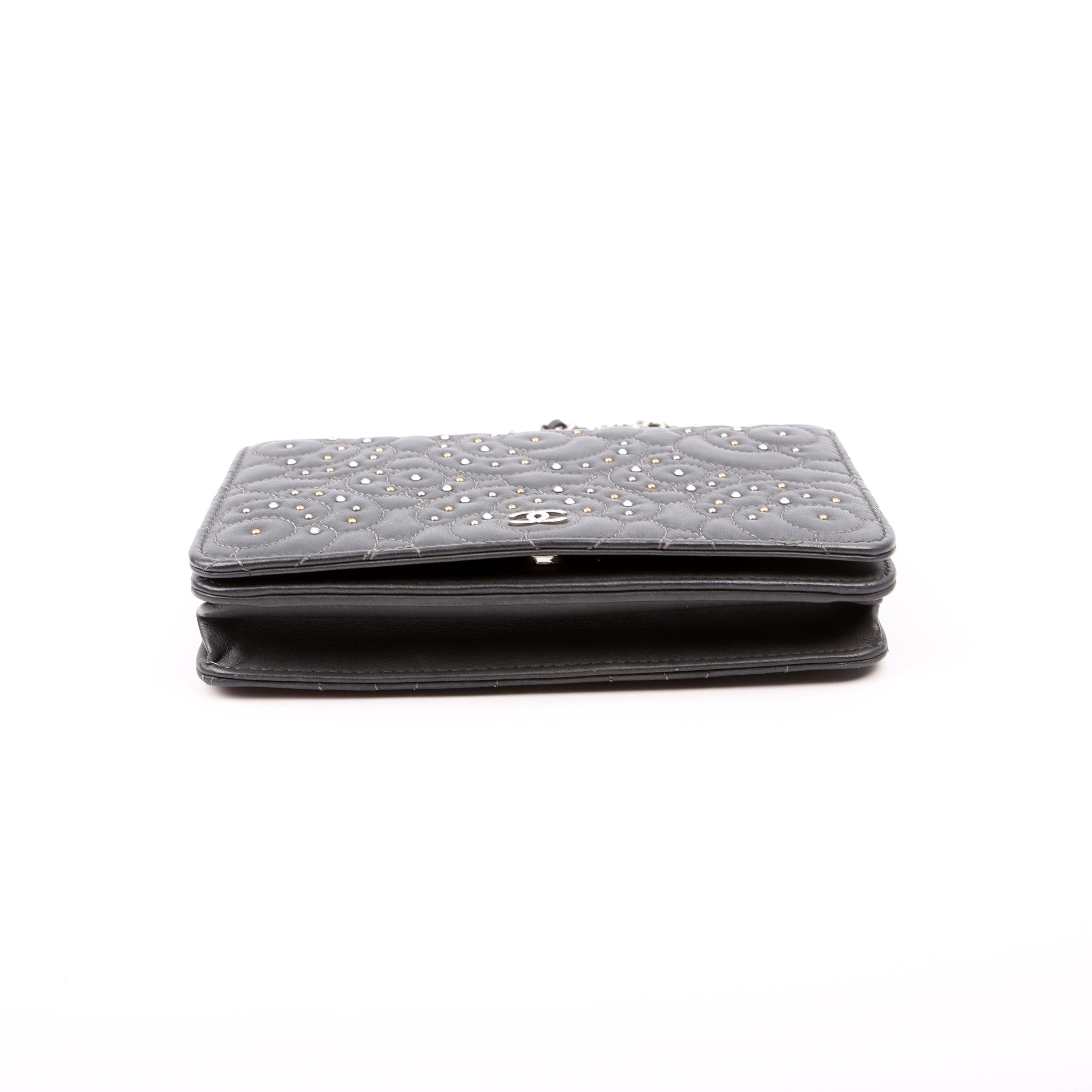 WOC Camellia Studded Lambskin 27M Grey