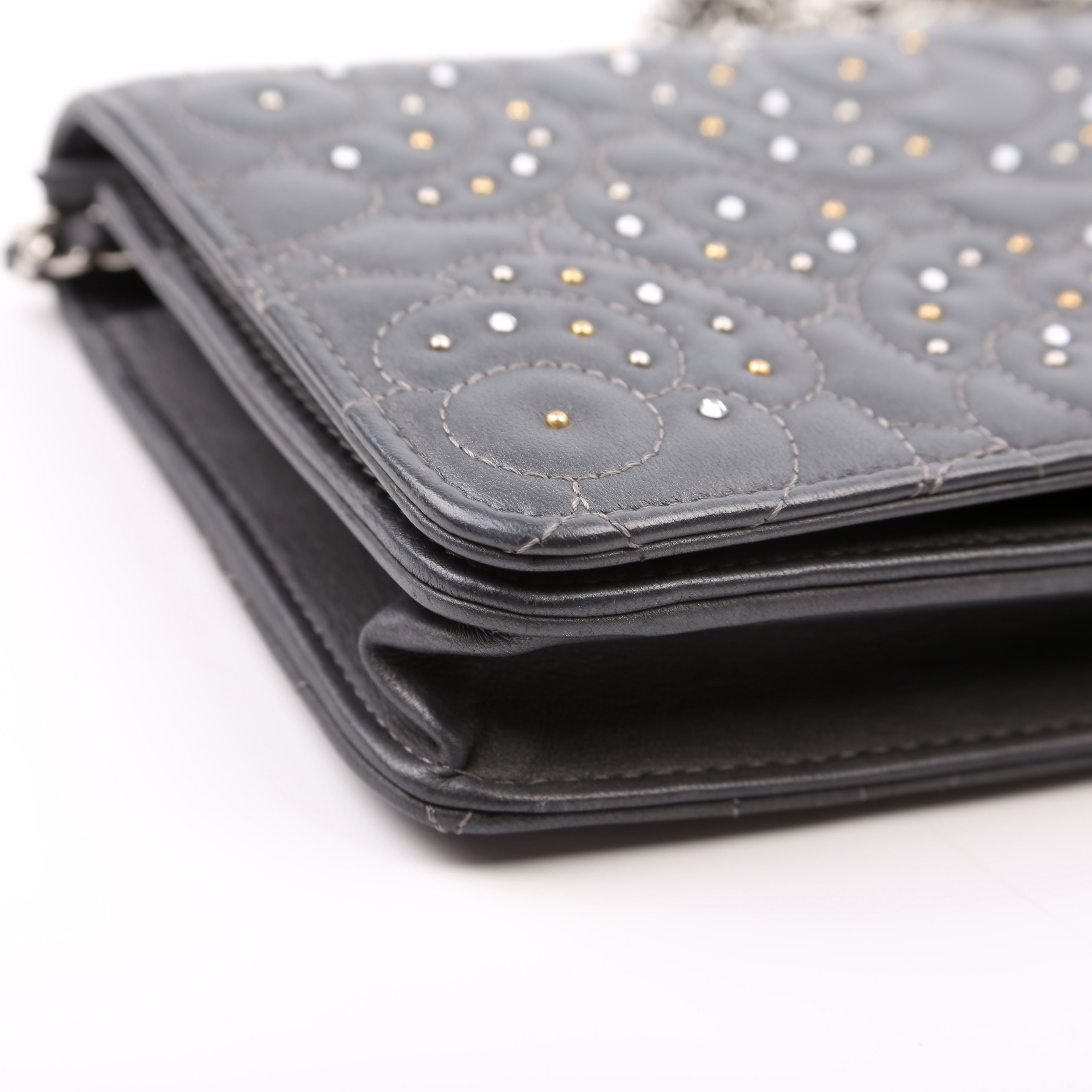 WOC Camellia Studded Lambskin 27M Grey