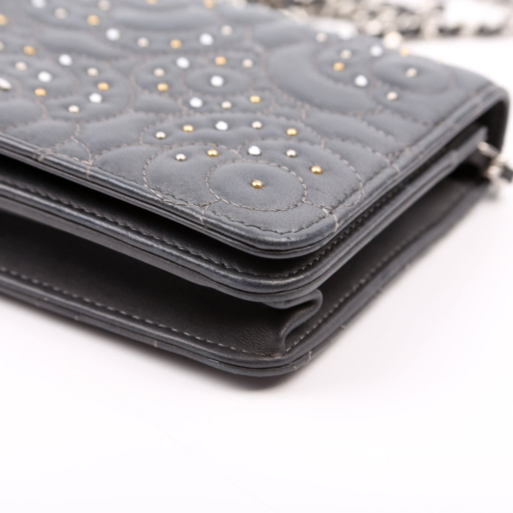 WOC Camellia Studded Lambskin 27M Grey