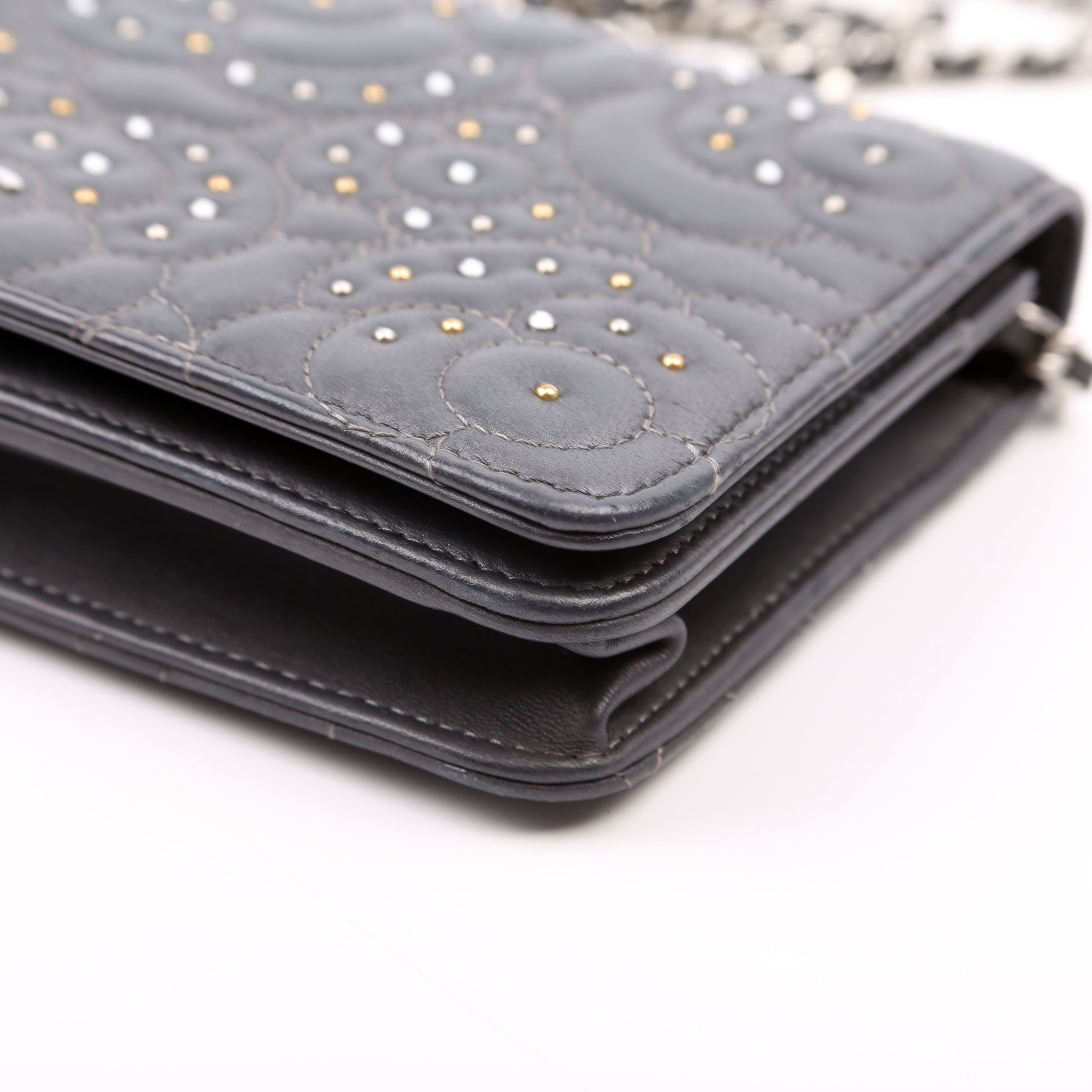 WOC Camellia Studded Lambskin 27M Grey