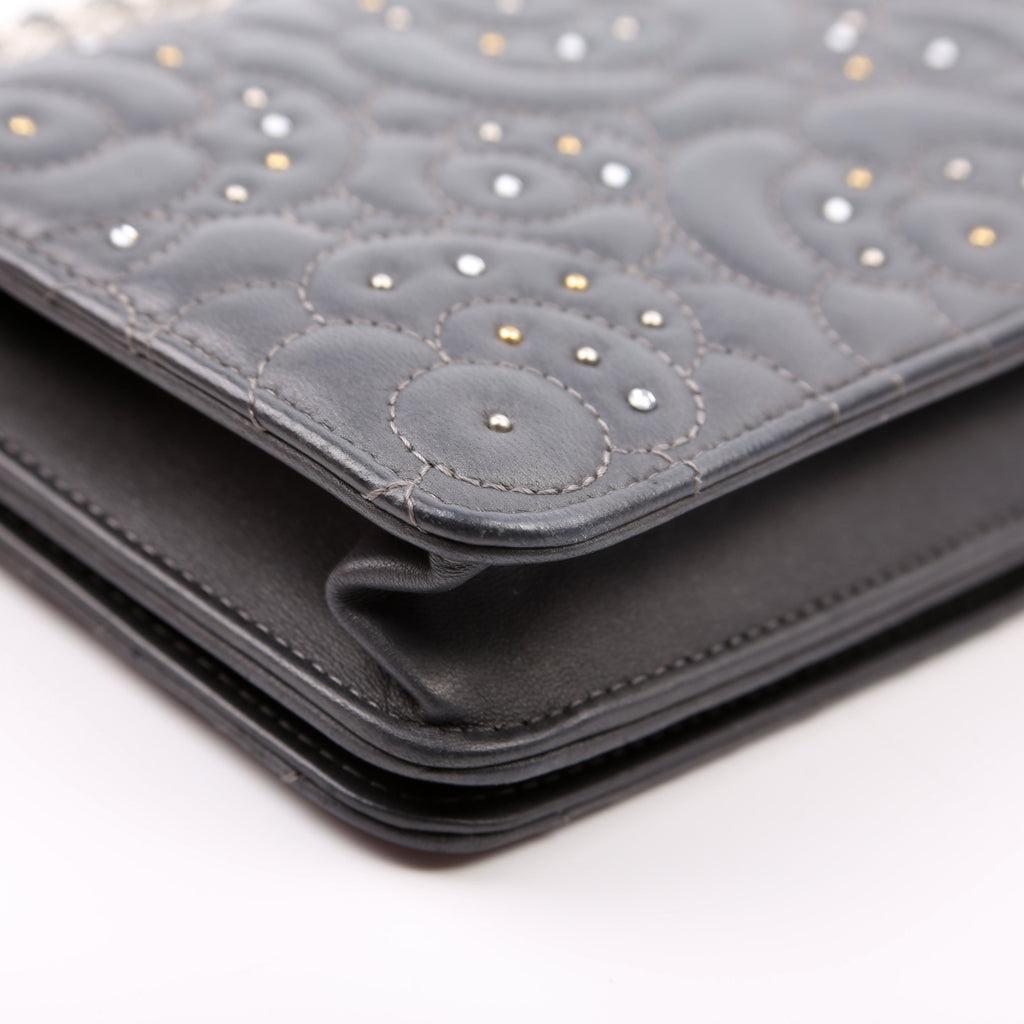 WOC Camellia Studded Lambskin 27M Grey