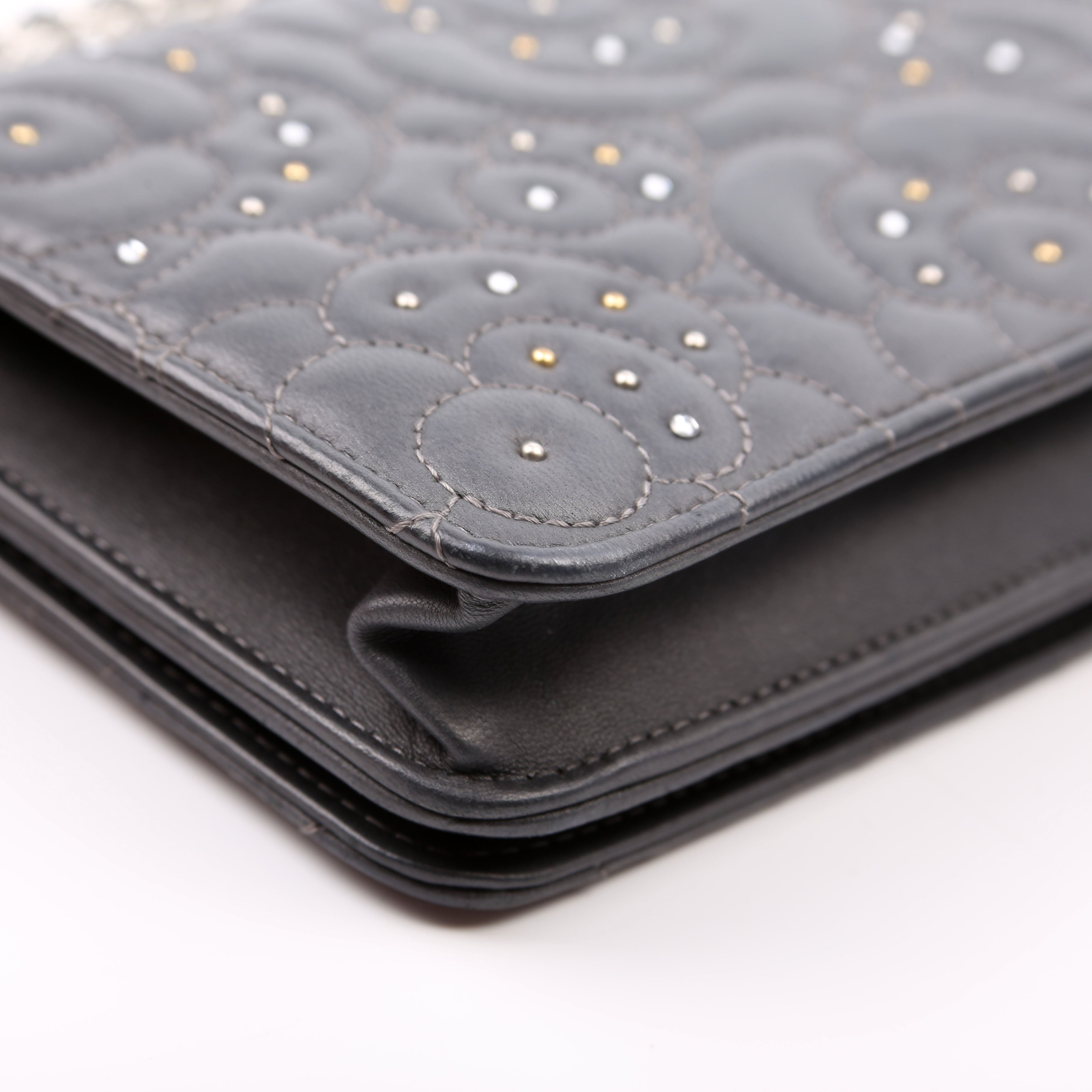 WOC Camellia Studded Lambskin 27M Grey