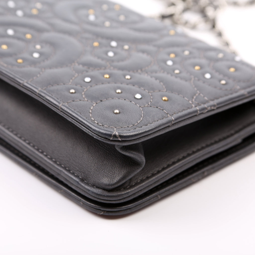 WOC Camellia Studded Lambskin 27M Grey