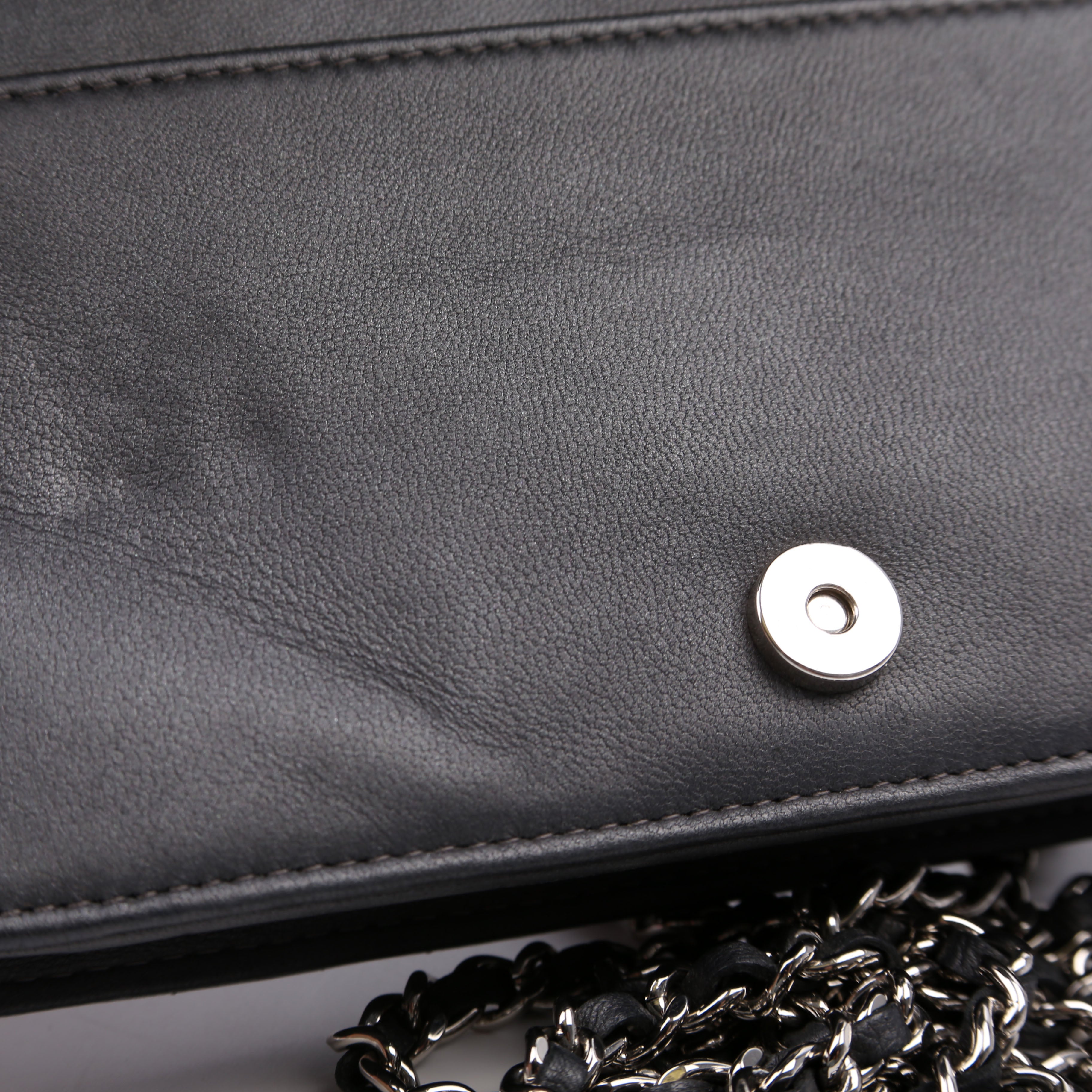 WOC Camellia Studded Lambskin 27M Grey