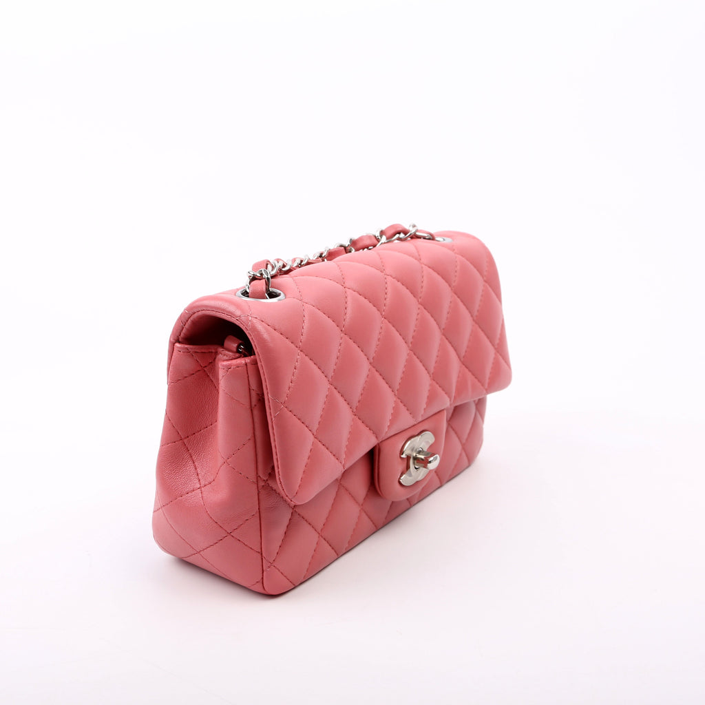 Classic Flap Mini Rectangle Lambskin Pink 28M