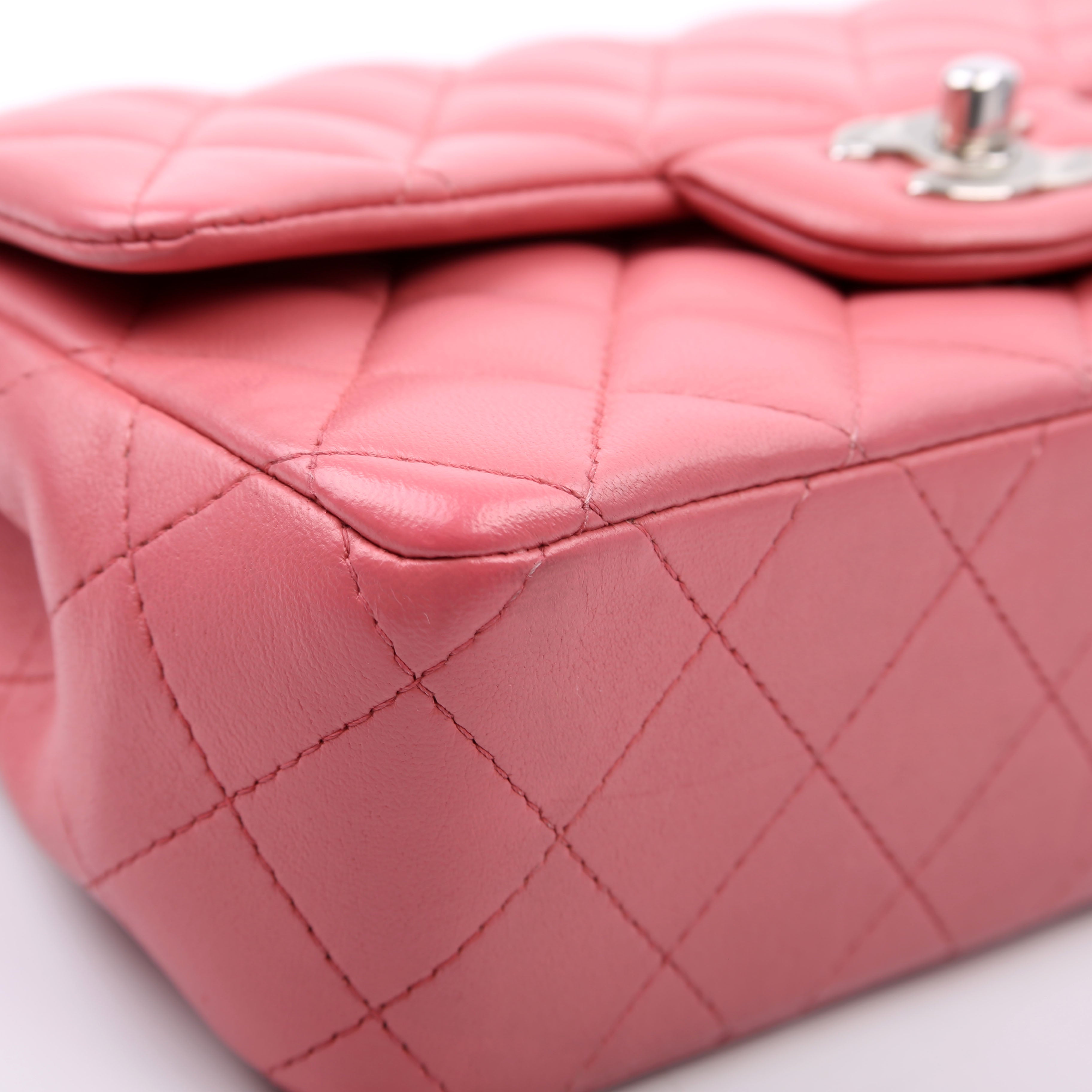 Classic Flap Mini Rectangle Lambskin Pink 28M