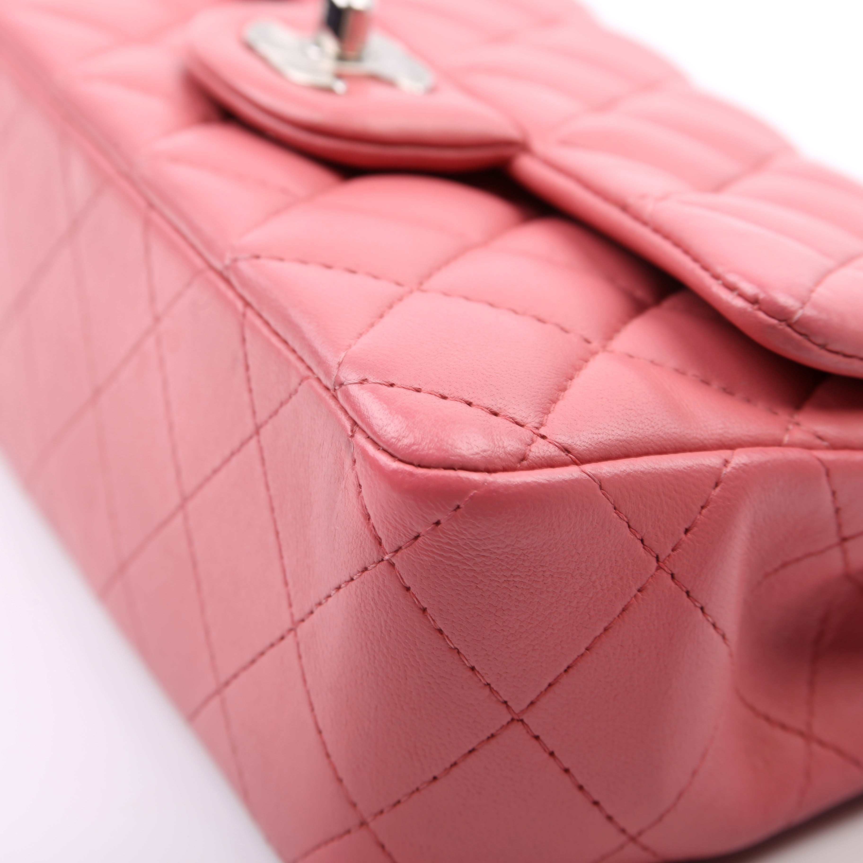 Classic Flap Mini Rectangle Lambskin Pink 28M