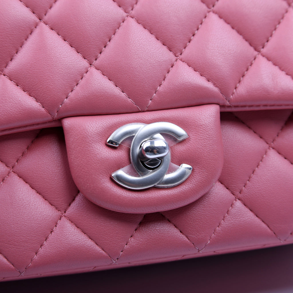 Classic Flap Mini Rectangle Lambskin Pink 28M