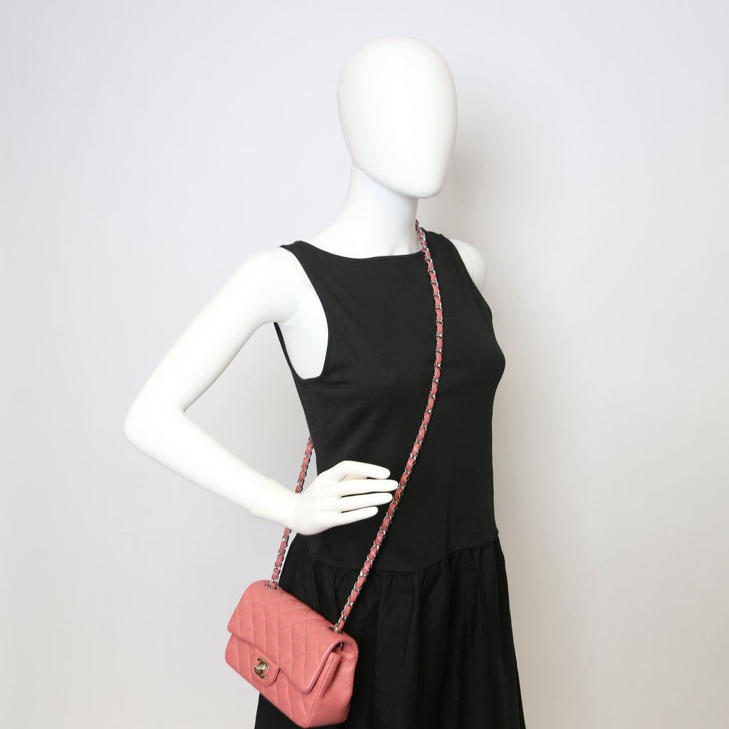 Classic Flap Mini Rectangle Lambskin Pink 28M