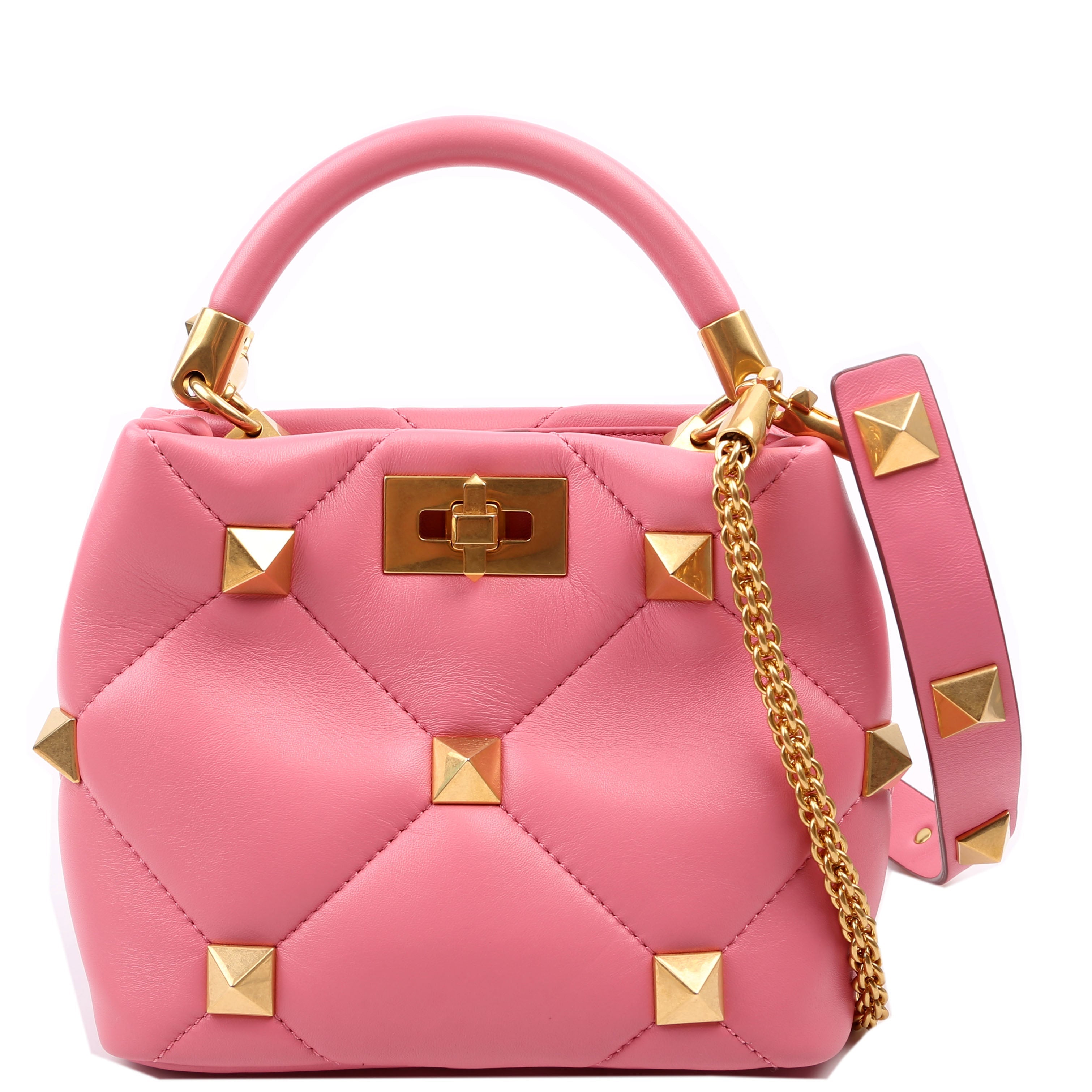Roman Stud Top Handle Small Pink