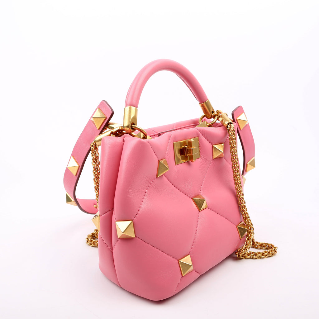 Roman Stud Top Handle Small Pink