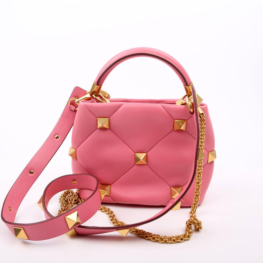 Roman Stud Top Handle Small Pink