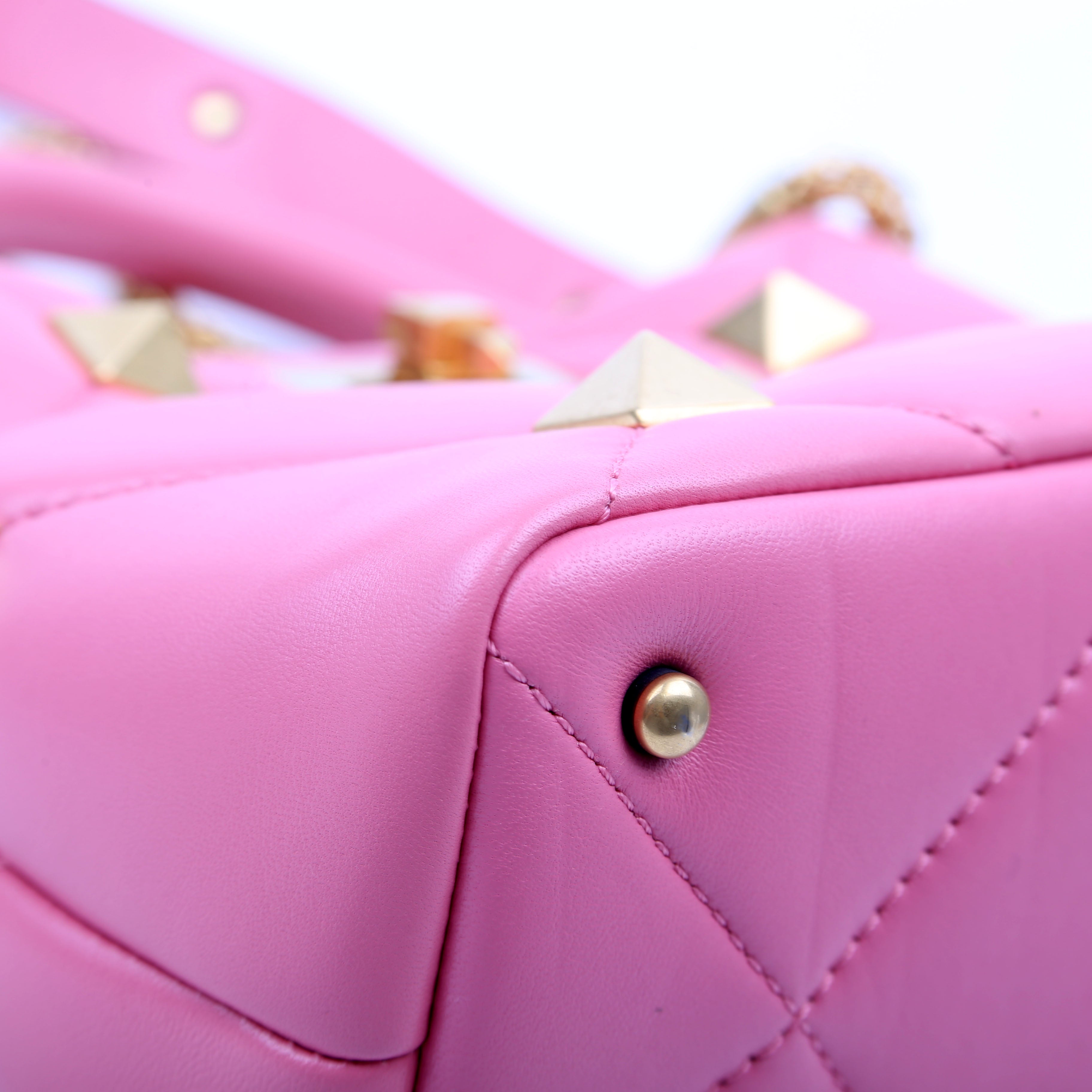 Roman Stud Top Handle Small Pink