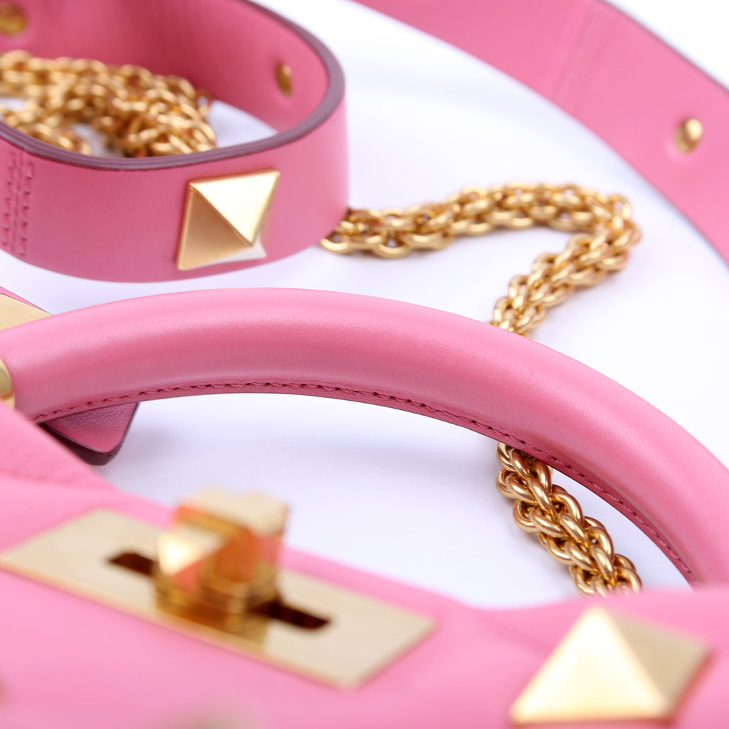 Roman Stud Top Handle Small Pink