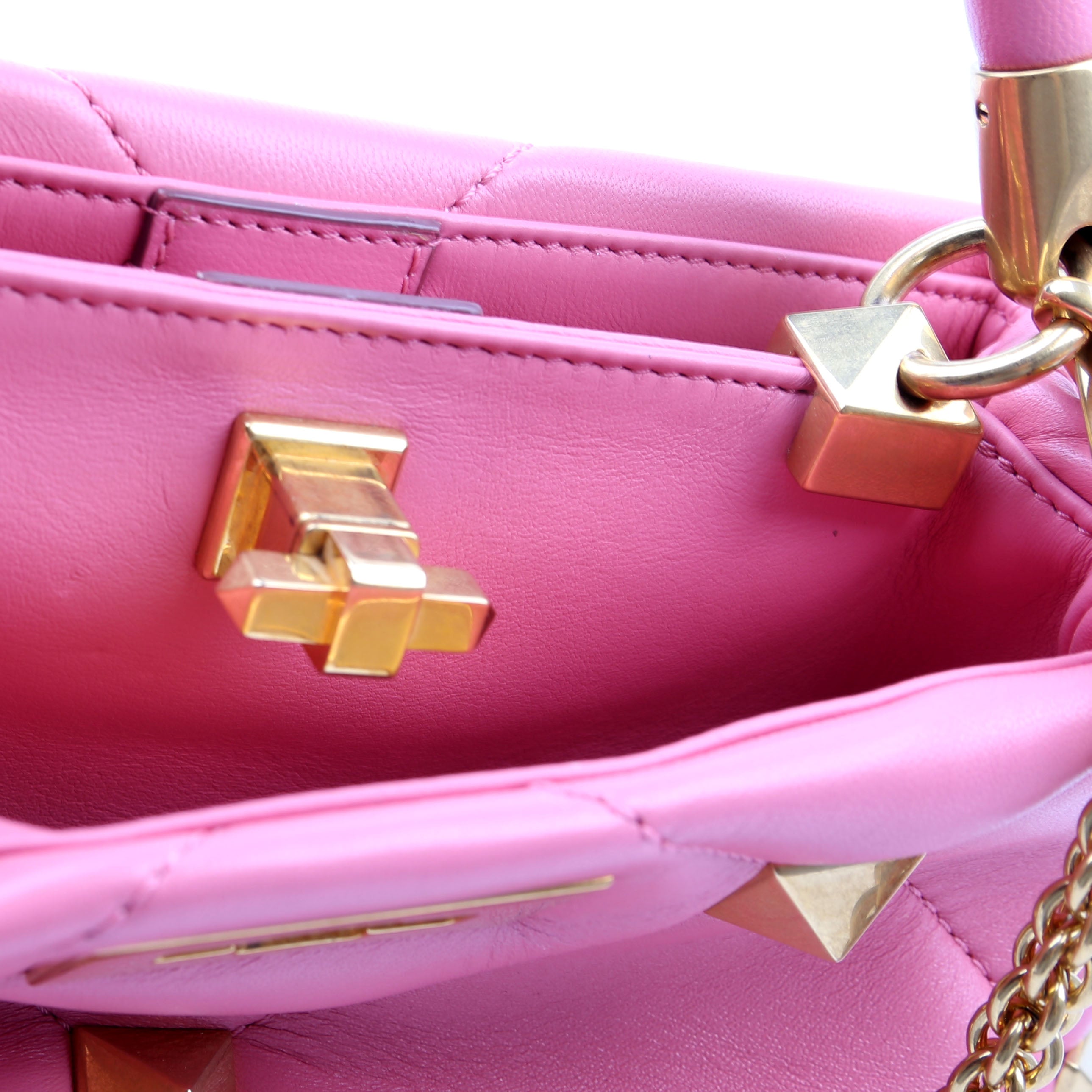 Roman Stud Top Handle Small Pink