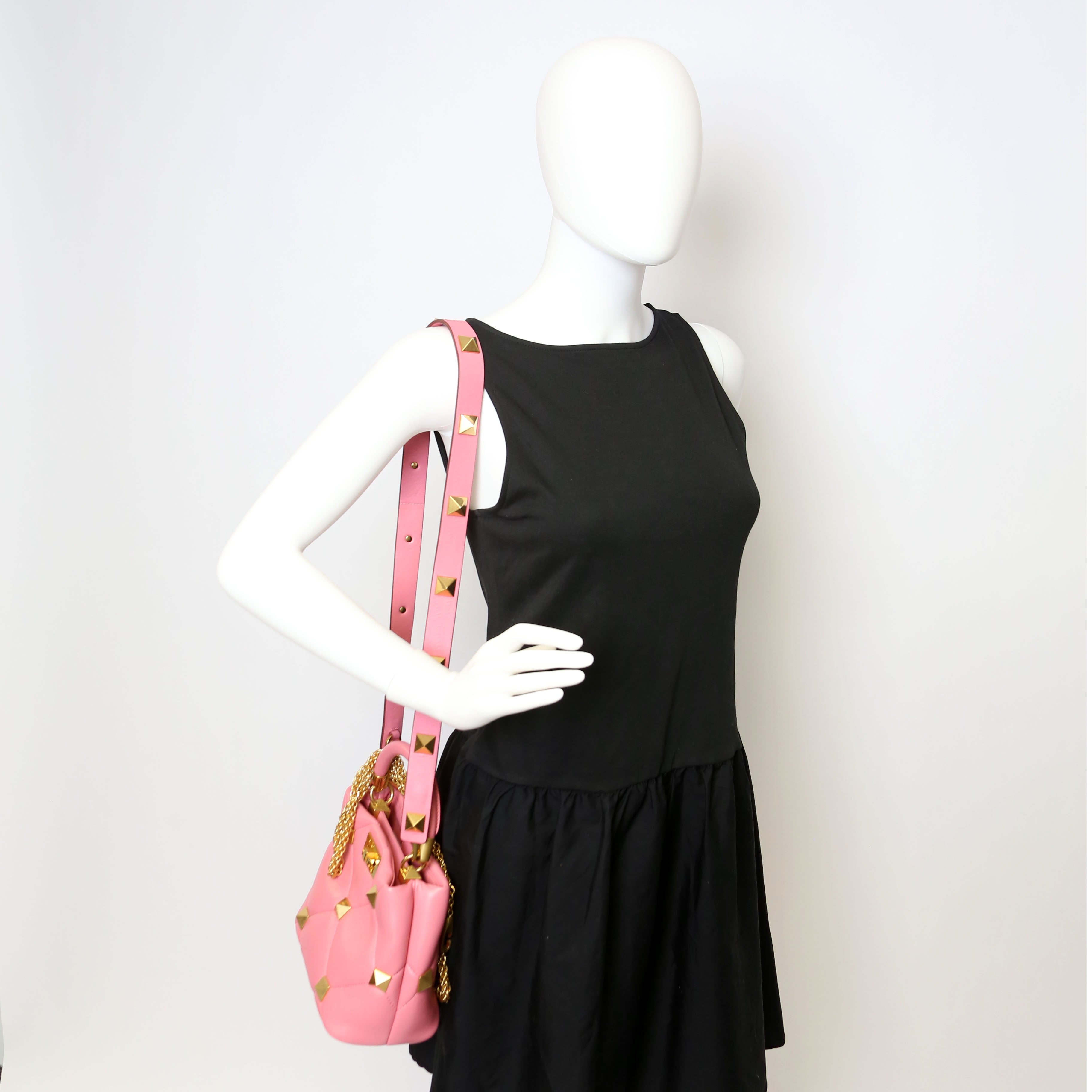Roman Stud Top Handle Small Pink