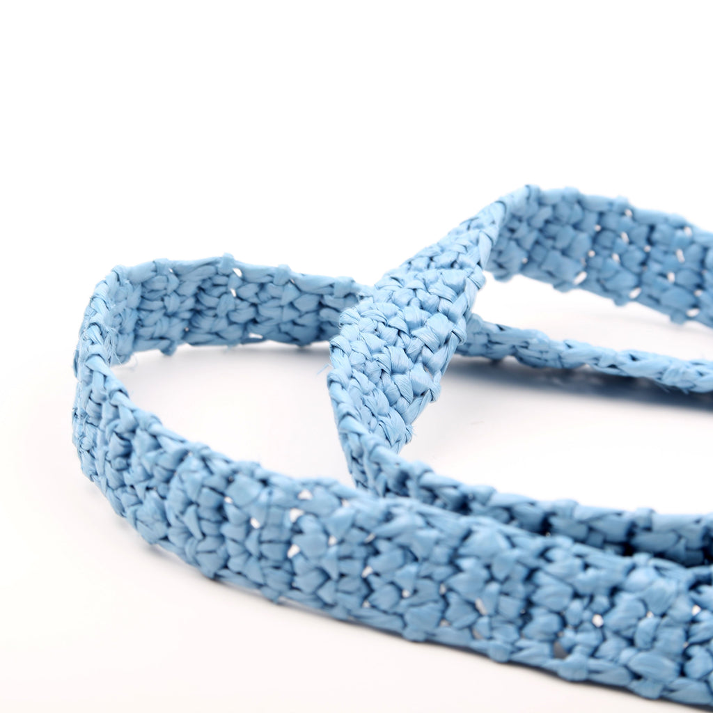 Prada 1BG393 Raffia Crochet Tote Bag Blue