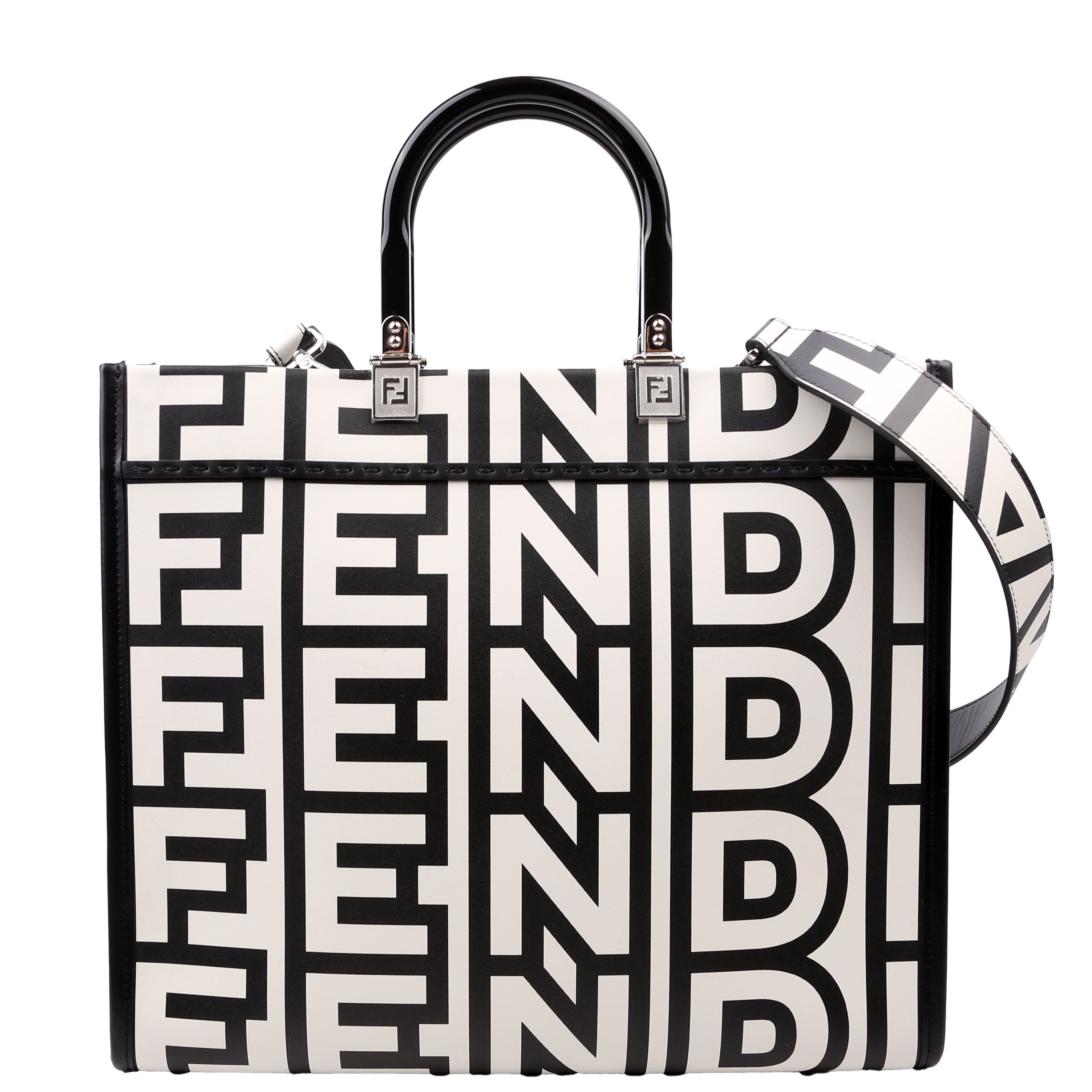 Fendi Fendi X Marc Jacobs Sunshine Shopper Medium Leather Black/White